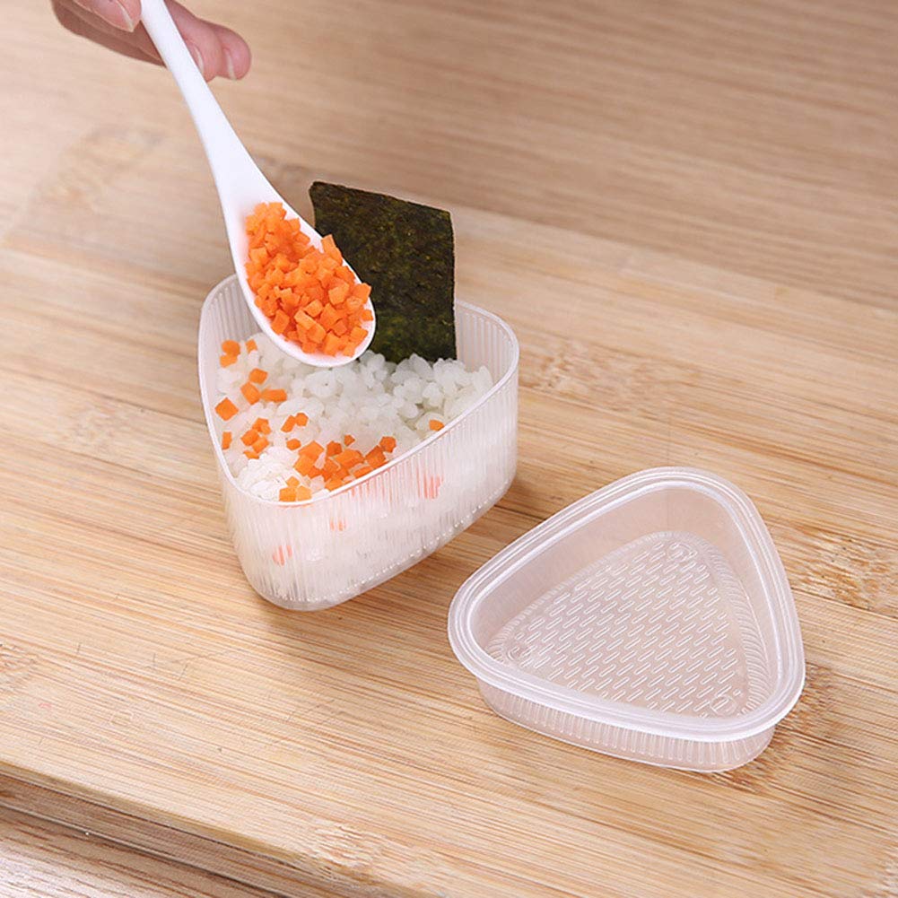 Luzen 6Pcs Clear Plastic Sushi Mold Case Box Triangle Rice Ball Mold Maker Sushi Diy Kitchen Tool With Lid For Beginners And Pro