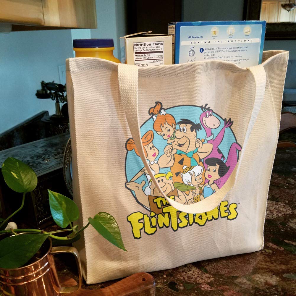 Graphics & More The Flintstones Group Grocery Travel Reusable Tote Bag