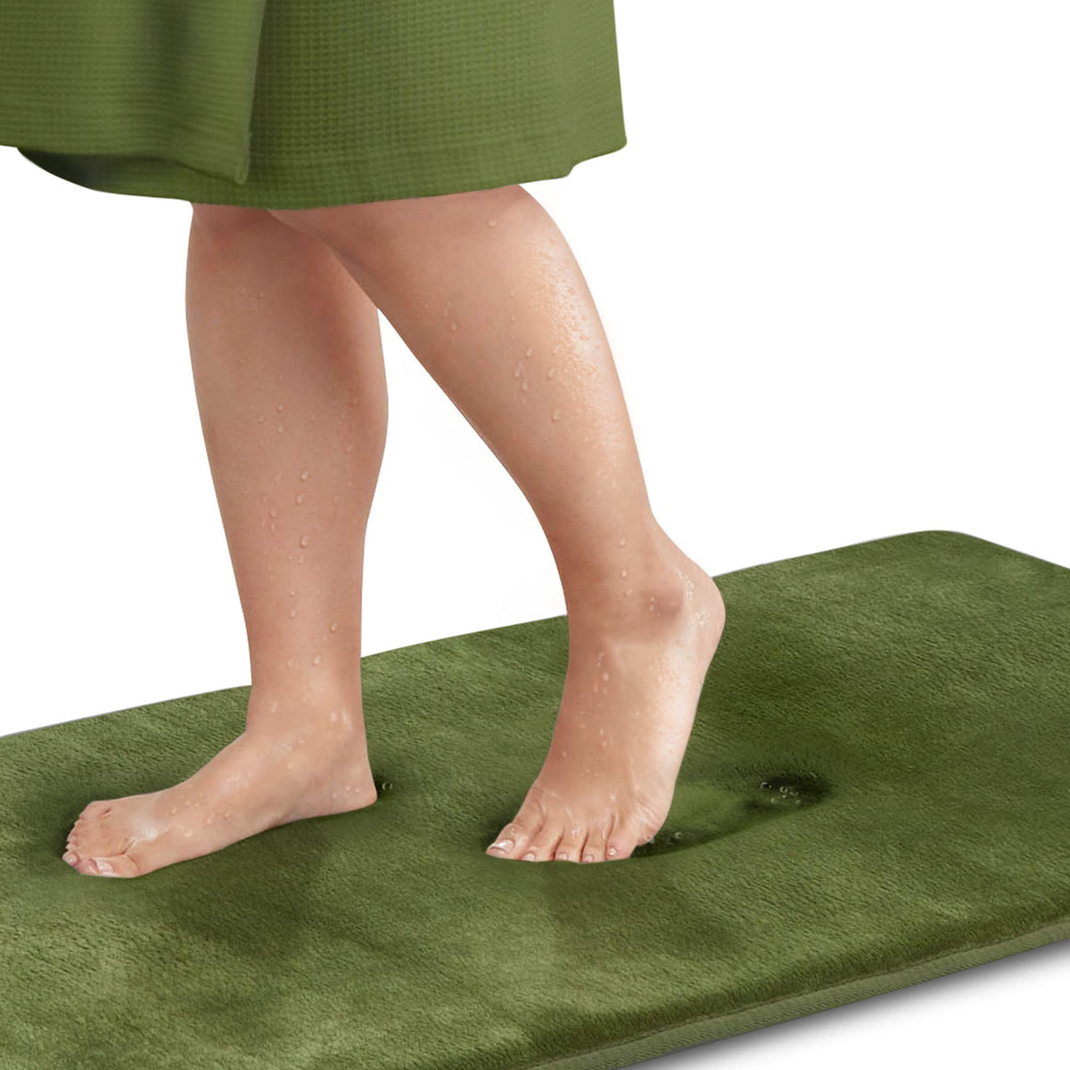 Genteele Bath Mats For Bathroom Non Slip - Green 17'' X 24'' Memory Foam Bathroom Rugs - Quick Dry Bath Mat