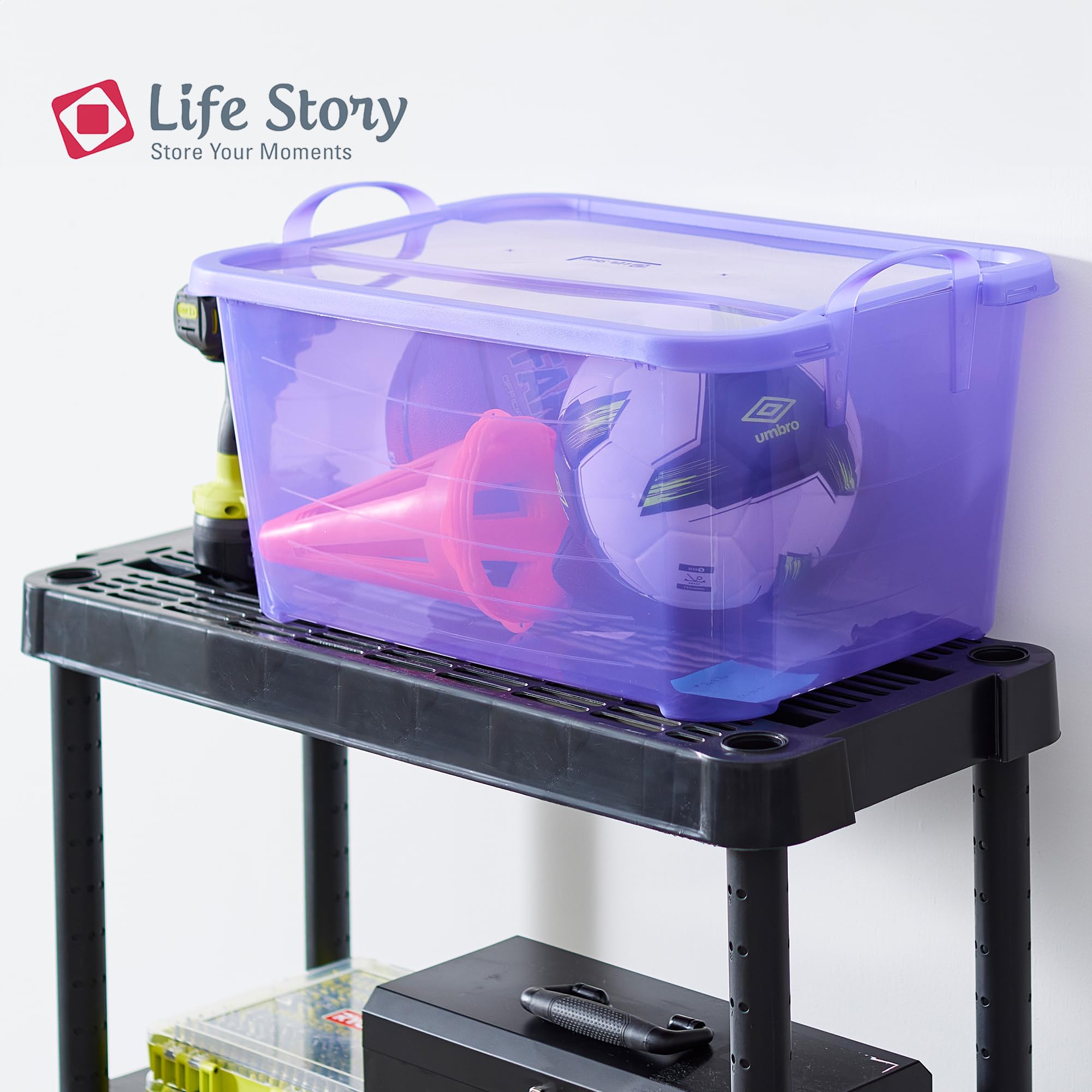 Life Story Stackable 55 Quart Plastic Storage Tote Home Or Office Large Organization Container Bins With Latching Lids And Handl