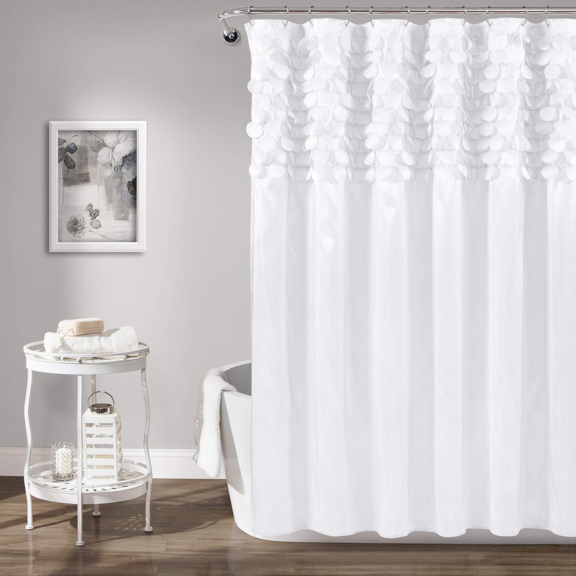 Lush Decor Lillian Shower Curtain, White, 72 X 72