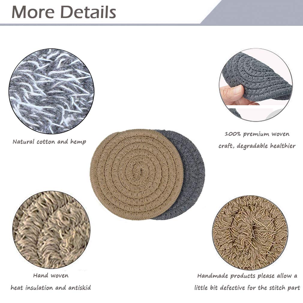 Makya Drink Coasters With Holder, Absorbent Coaster Sets Of 6, Braided Fabric Coasters For Tabletop Protection Thicker Heat-Resi