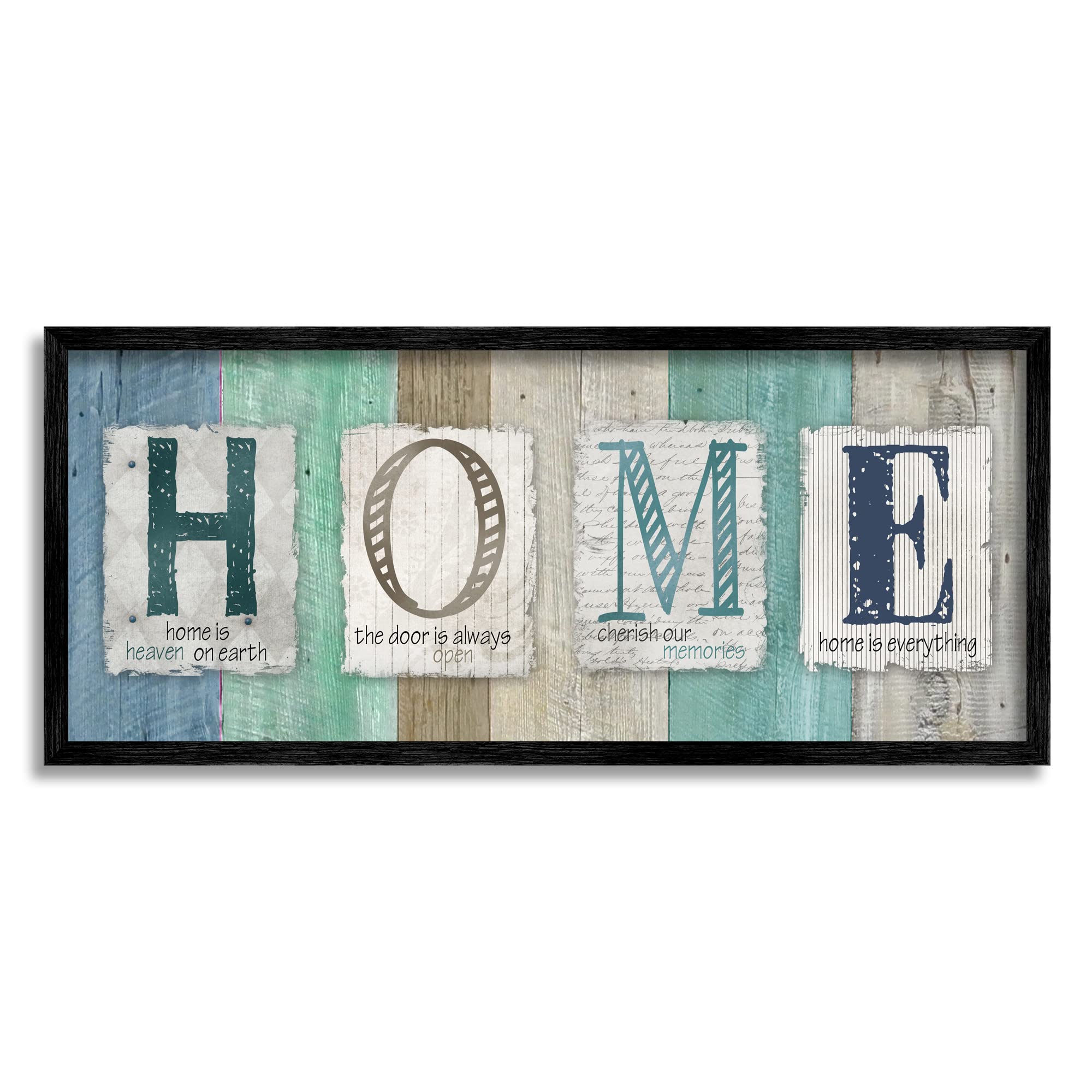 Stupell Industries Rustic Home Typography Sign Blue Birch Pattern, Design by Carol Robinson, 30 x 13, Green