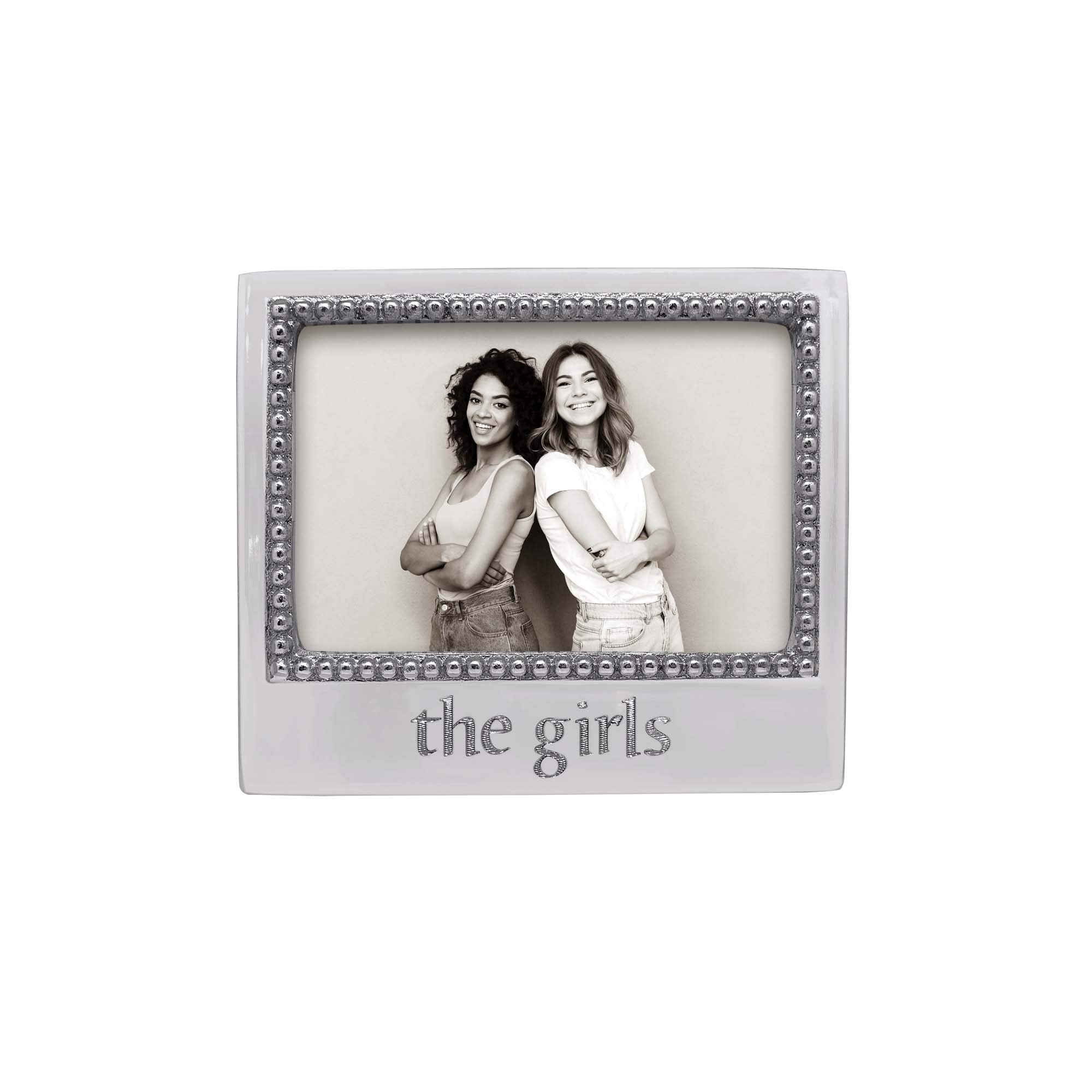 MARIPOSA Engraved Statements The Girls Beaded 4x6 Picture Frame, 4x6 inch, Silver