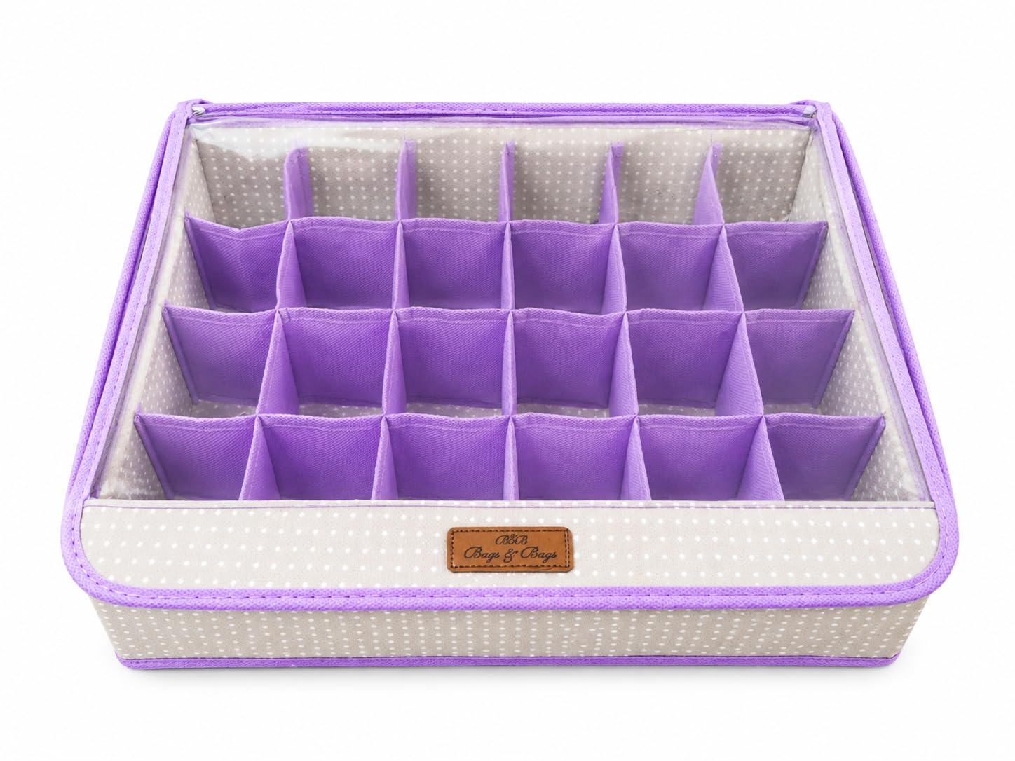 Areo Foldable Organizer With 24 Column  Clothes, Socks & Undergarment Storage Box | Closet Organizer Bag | Purple