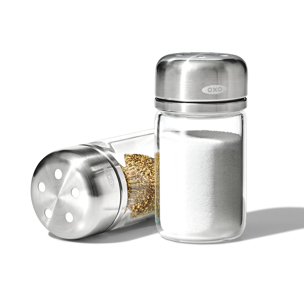 Oxo Good Grips Glass Adjustable Salt & Pepper Shaker Set, 3.5 Oz Each, Clear