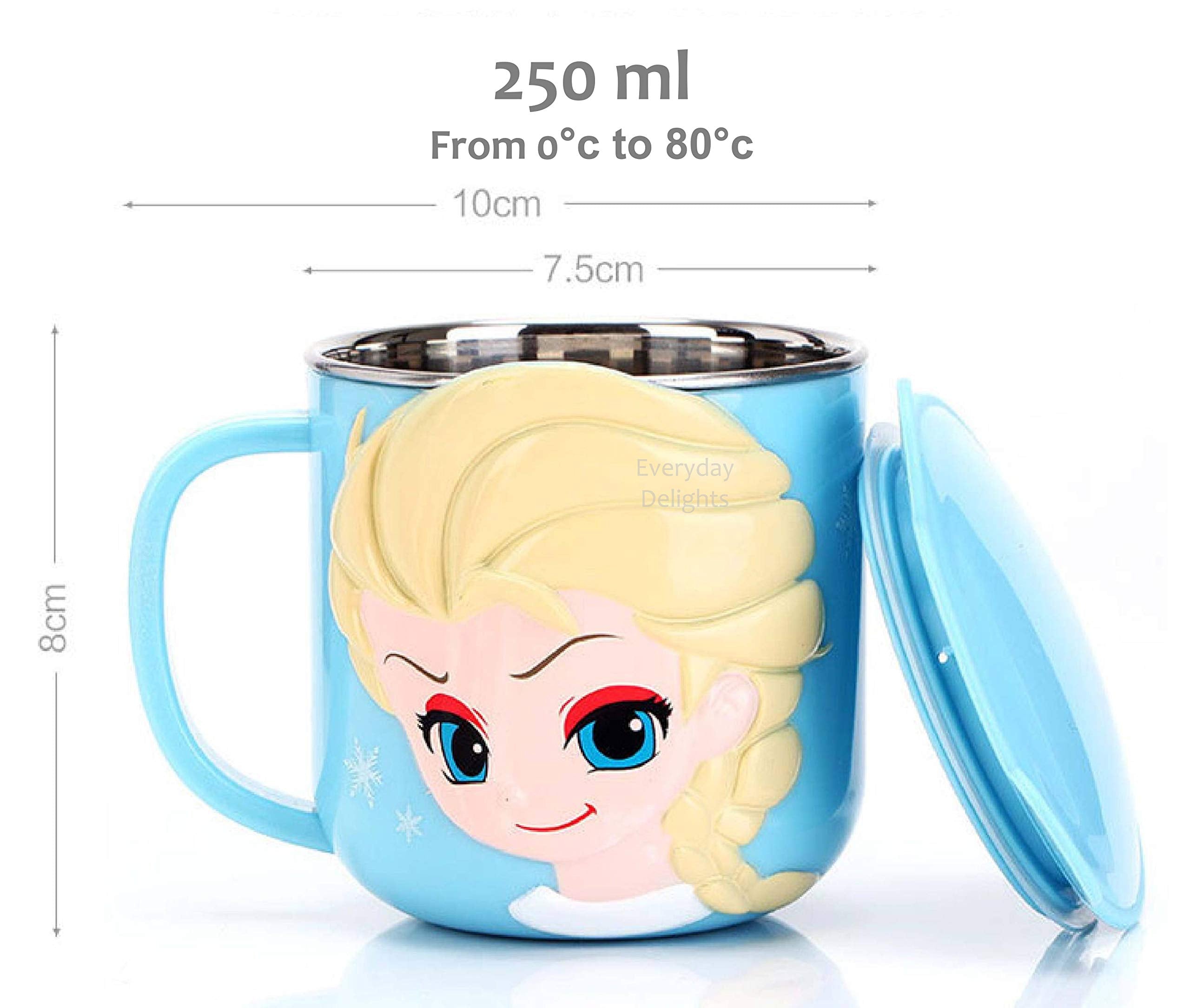 Everyday Delights Princess Aurora Pink Durable Stainless Steel Insulated 3D Cup With Lid, 250Ml