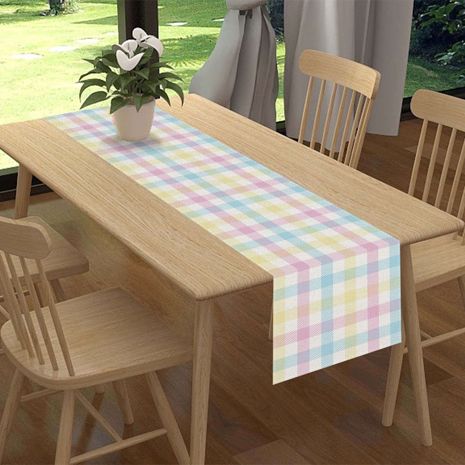 Linen Buffalo Check Plaid Spring Table Runner 72 Inches Long Farmhouse Spring Summer Easter Table Decoration For Home Kitchen Di
