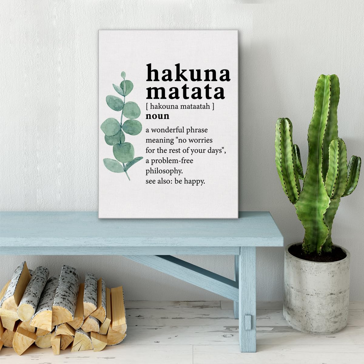 Canvas Wall Art Inspirational Hakuna Matata Word Definition Canvas Print Painting Home Wall Decor Framed Funny Gift 12x15 Ready