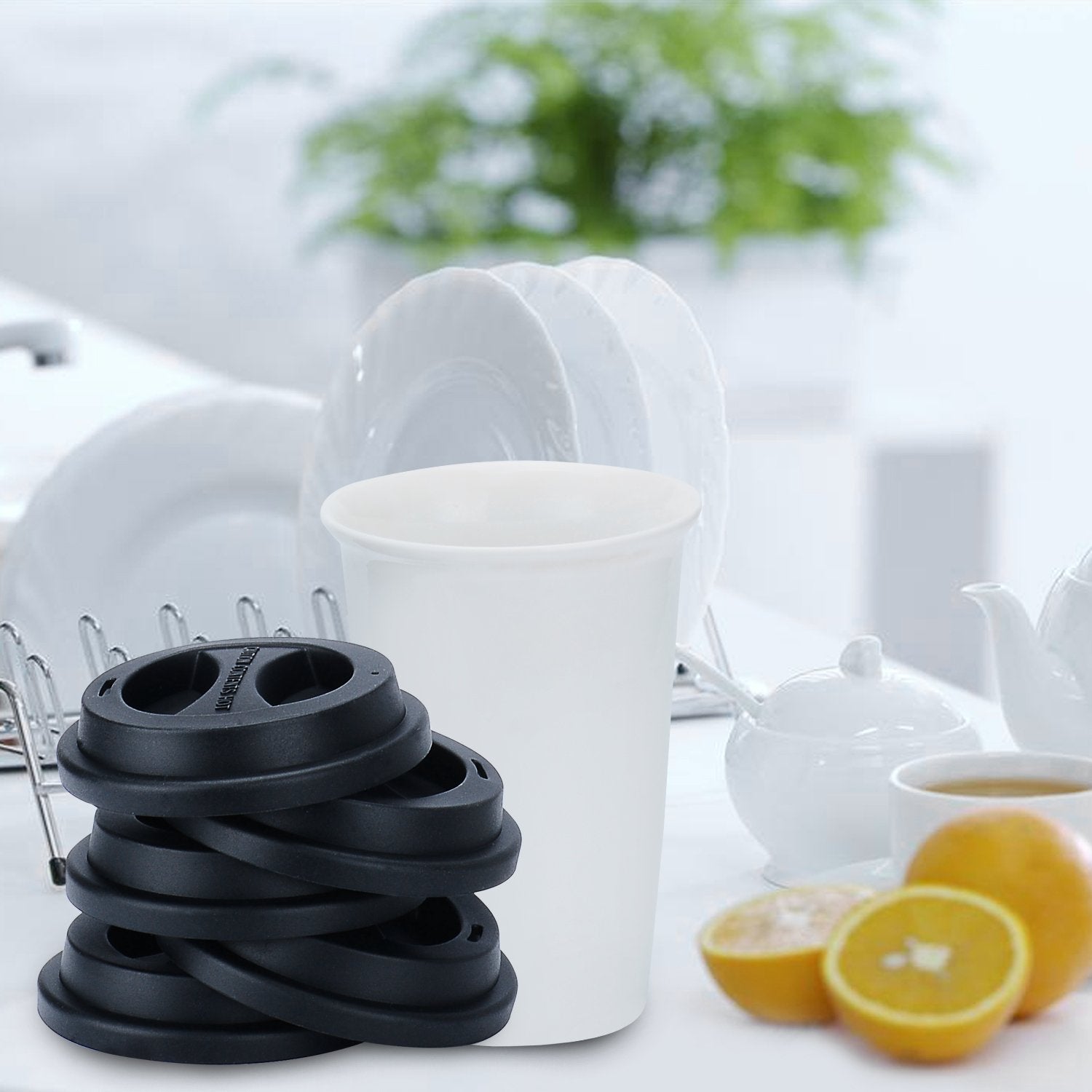 Coffee Mug Lids, Ksendalo Thicker Eco Reusable Silicone Travel Mug Lids(3.15''Inner Diameter,3.43''Outer Diameter), Silicone Cup