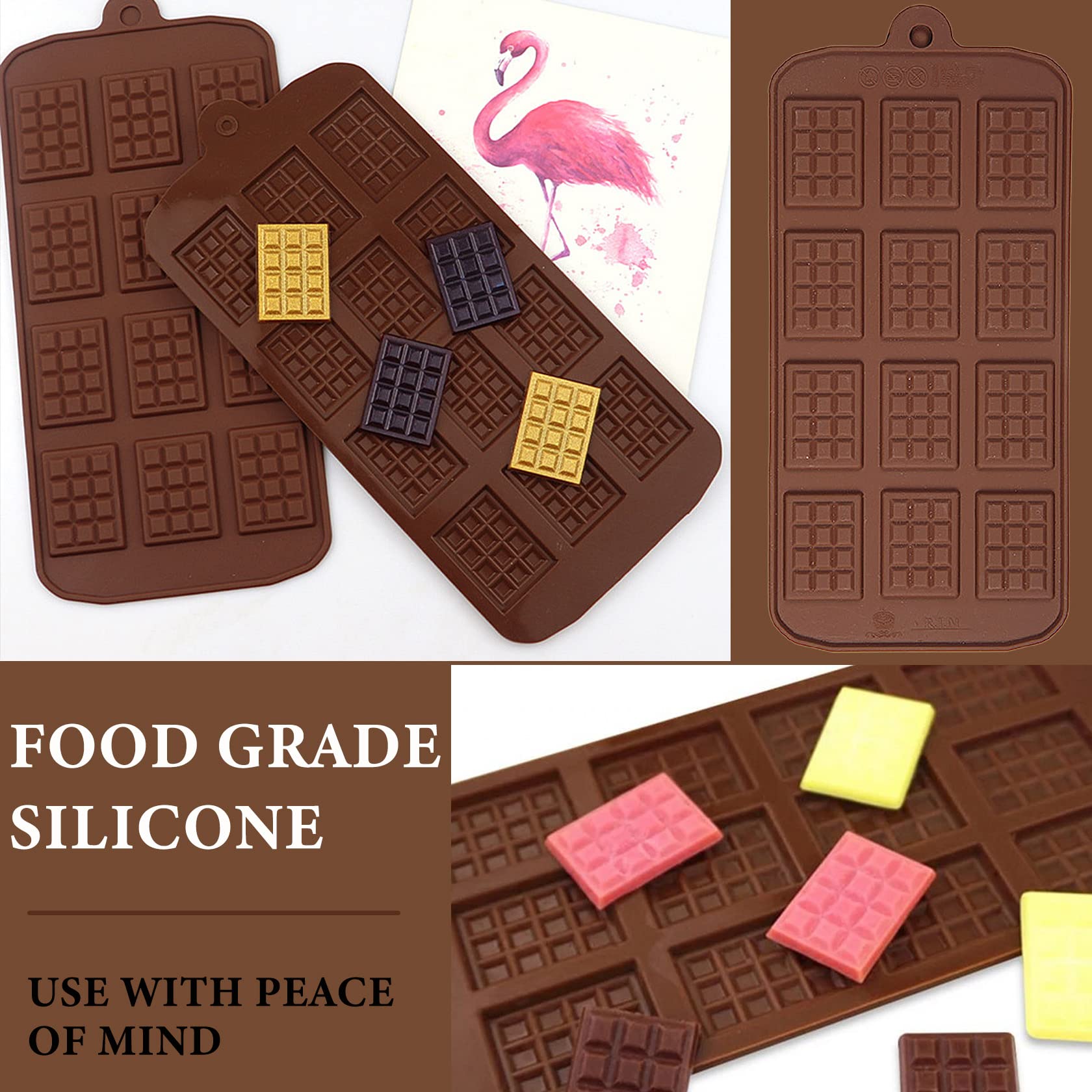 2Pcs Chocolate Molds Silicone,Mini Rectangular Shaped Chocolate Bar Mold Non-Stick Mini Chocolate Candy Mold Silicone For Chocol