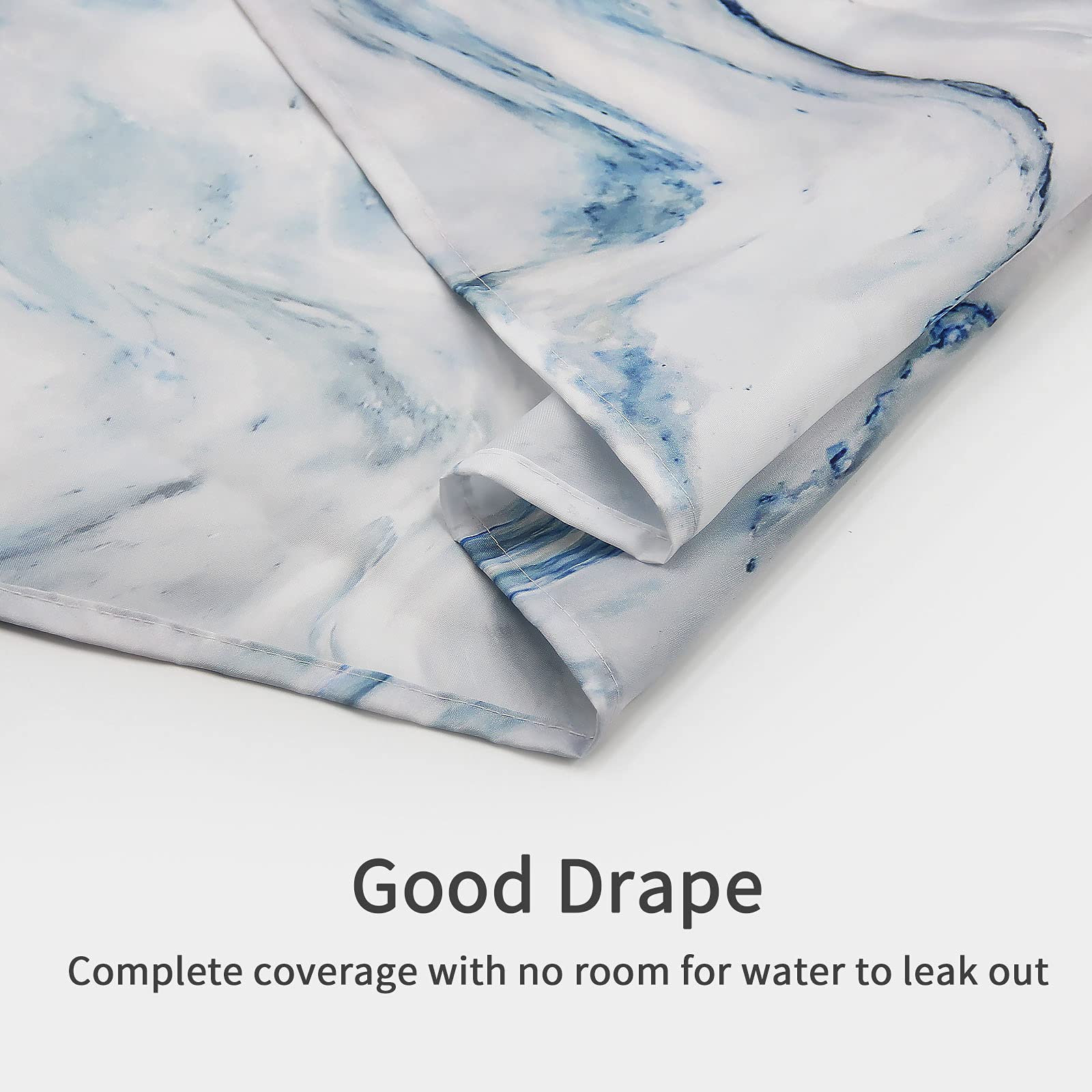 Mitovilla Small Stall Shower Curtain 36 X 72, Blue Marble Half Size Shower Curtain, Modern Abstract Narrow Shower Curtain For Ba