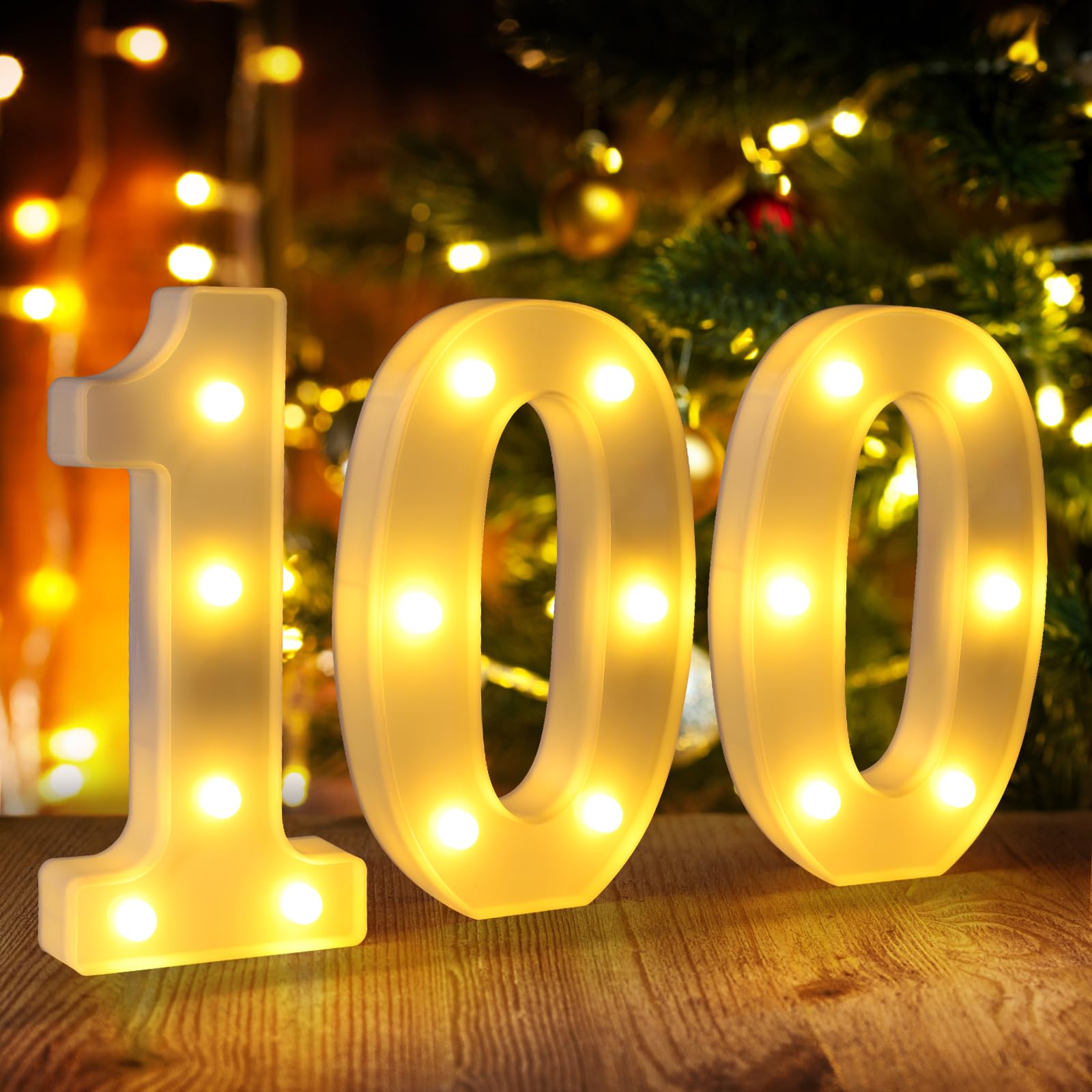 100th Birthday Decorations for Women Men,100 Birthday Decorations for Centerpieces Table,100 Light Up Numbers Sign Led for Party