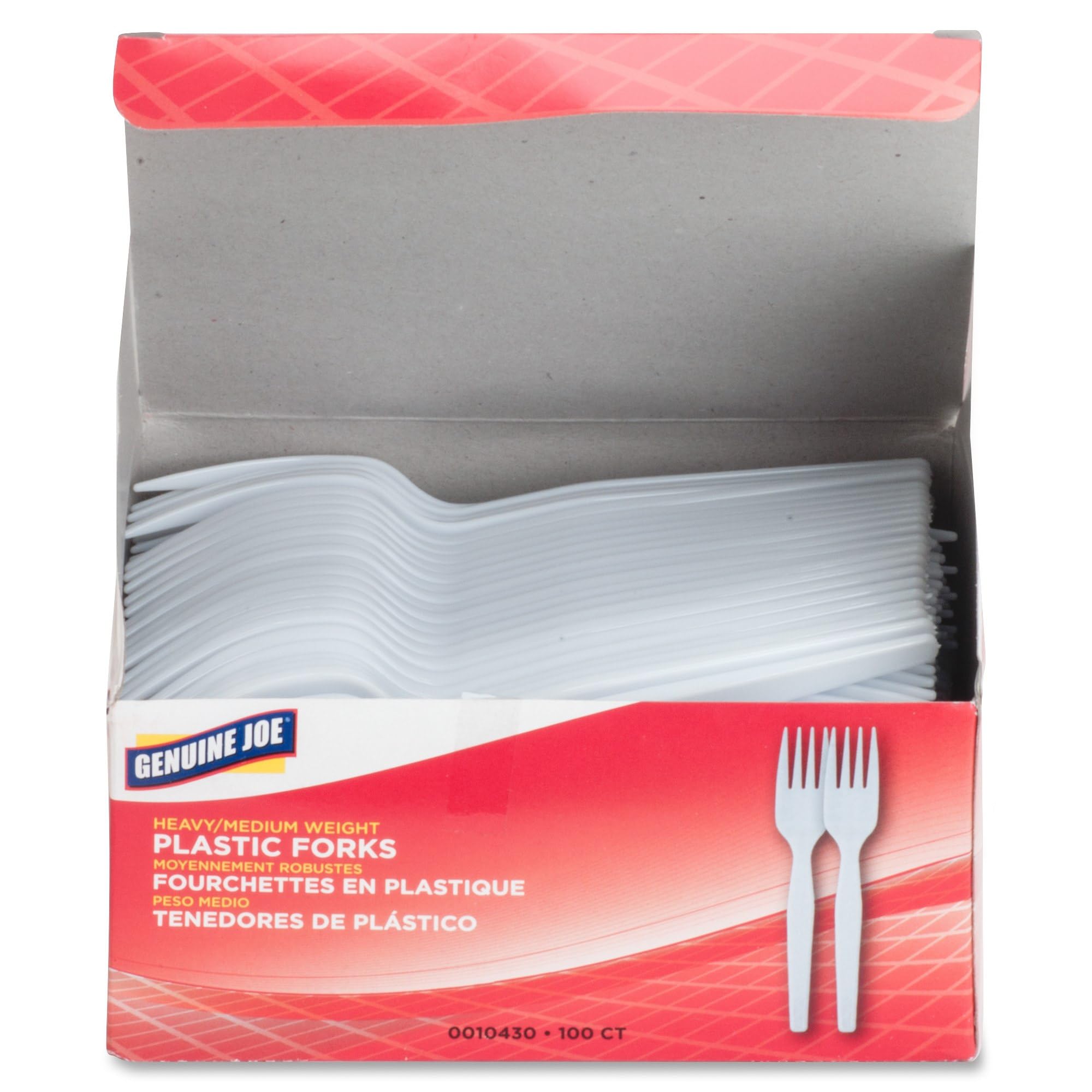 Genuine Joe 0010430 Plastic Forks, Heavyweight, 100/Bx, White