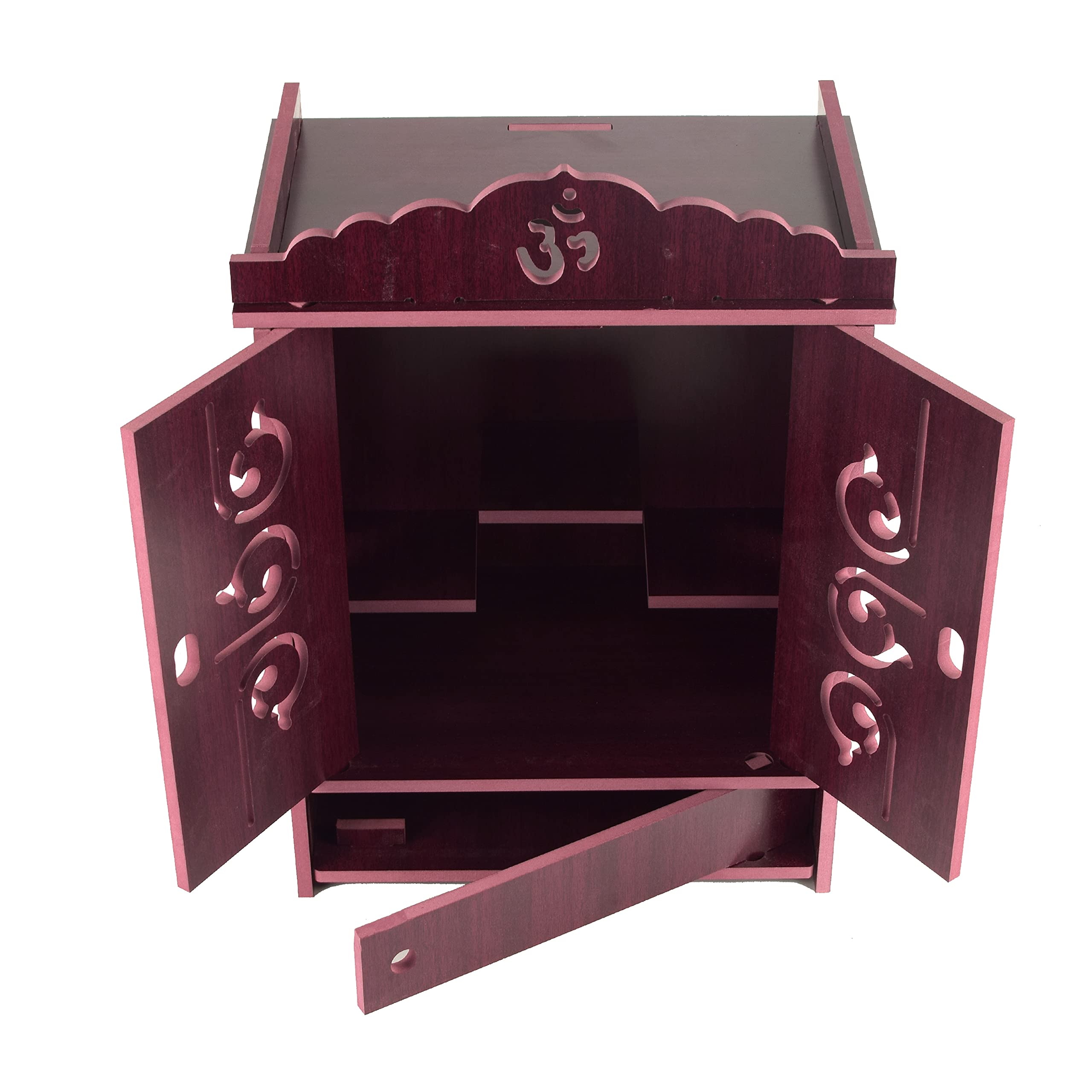 Nexat Art Wooden Wall Hanging Temple For Home And Shop,Office And Home Showpiece Temple(Size:41 X 28 X 19 Cm) (Brown) (Marron 45