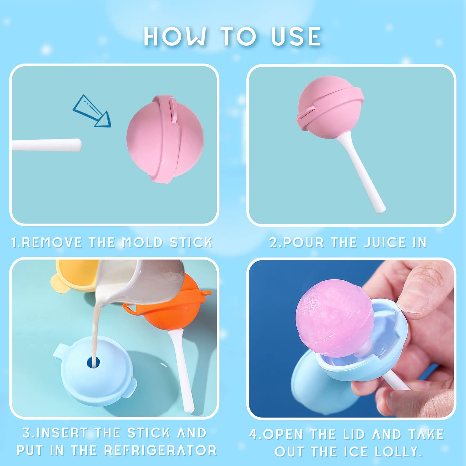 Silicone Lollipop Ice Cream Maker, Homemade Popsicle Molds, Diy Popsicle Maker For Kids, Lollipop Ice Cream Mold, Reusable Popsi