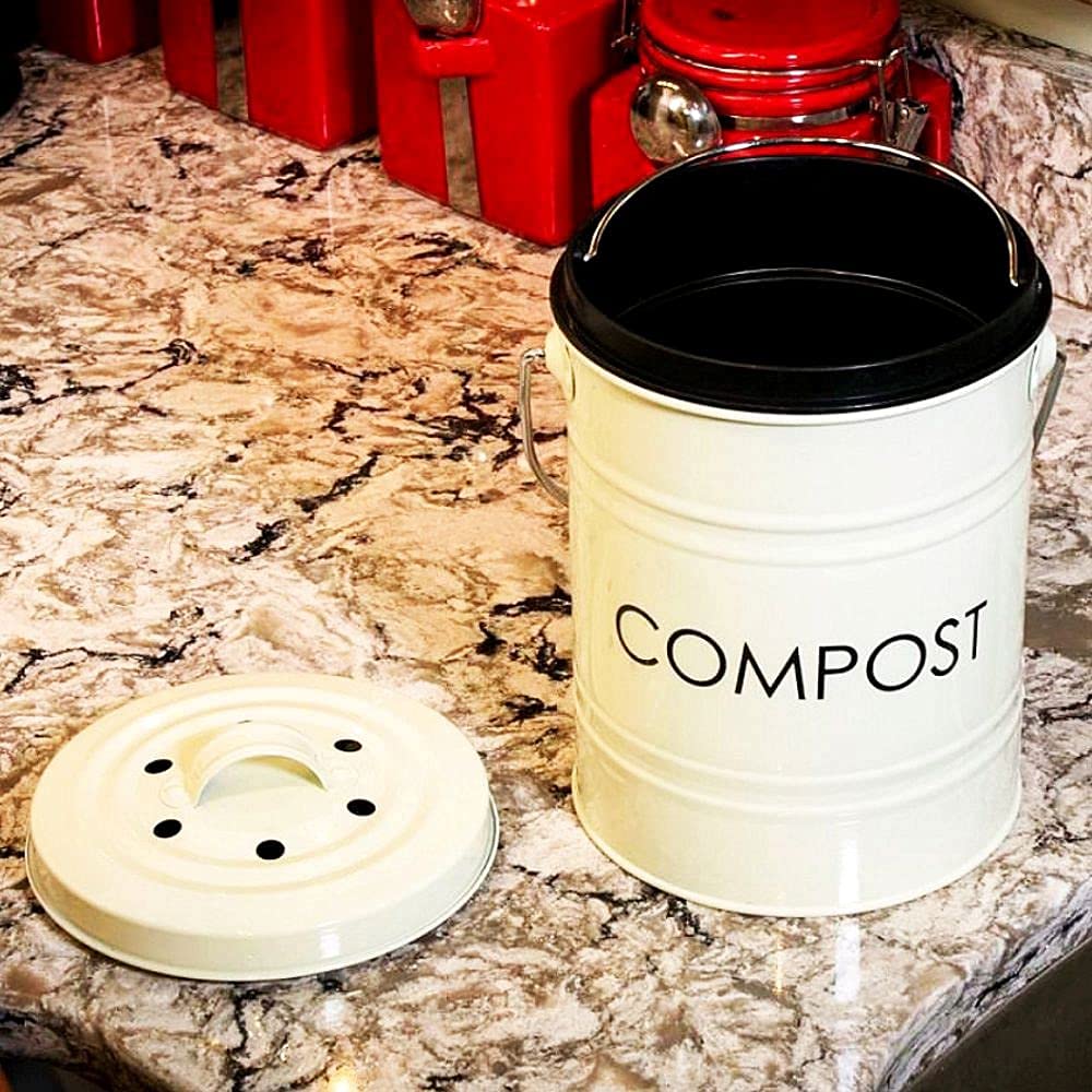 The Relaxed Gardener Kitchen Compost Bin (0.8 Gallon) - Rust Proof And Leak Proof Countertop Compost Bucket With Lid, No Smells