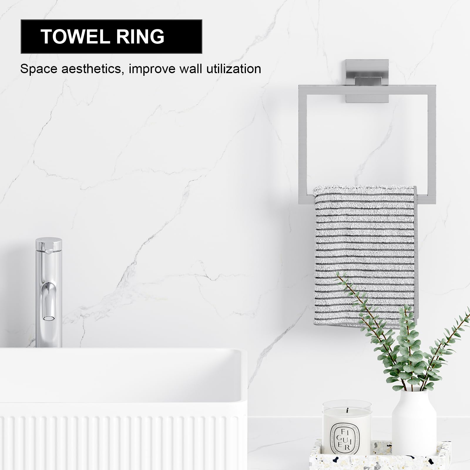 5-Pieces Brushed Nickel Bathroom Accessories Set, 23.6 Inch Bath Towel Bar Set, Stainless Steel Bathroom Hardware Set, Towel Rac