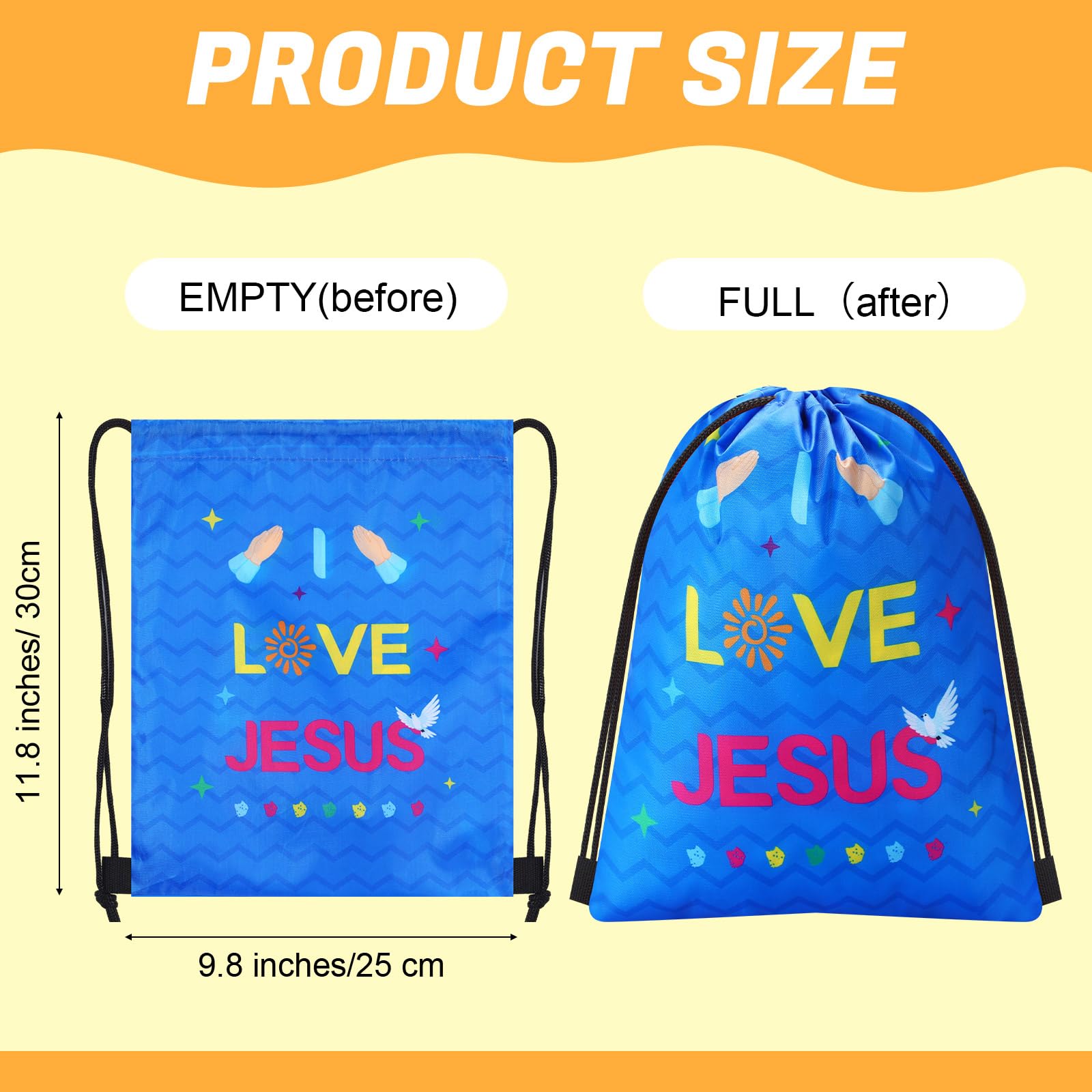 Frienda 20 Pieces Religious Gift Bags Christian Drawstring Backpacks Jesus Treat String Bags Bulk God Bless Baggies For Sunday S