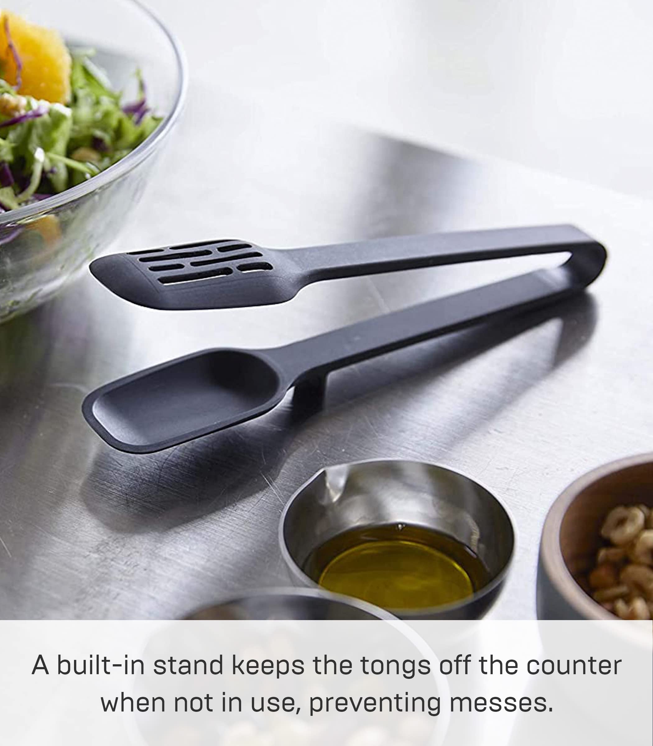 Yamazaki Home Tower Silicone Tongs - Tongs - Silicone, Black