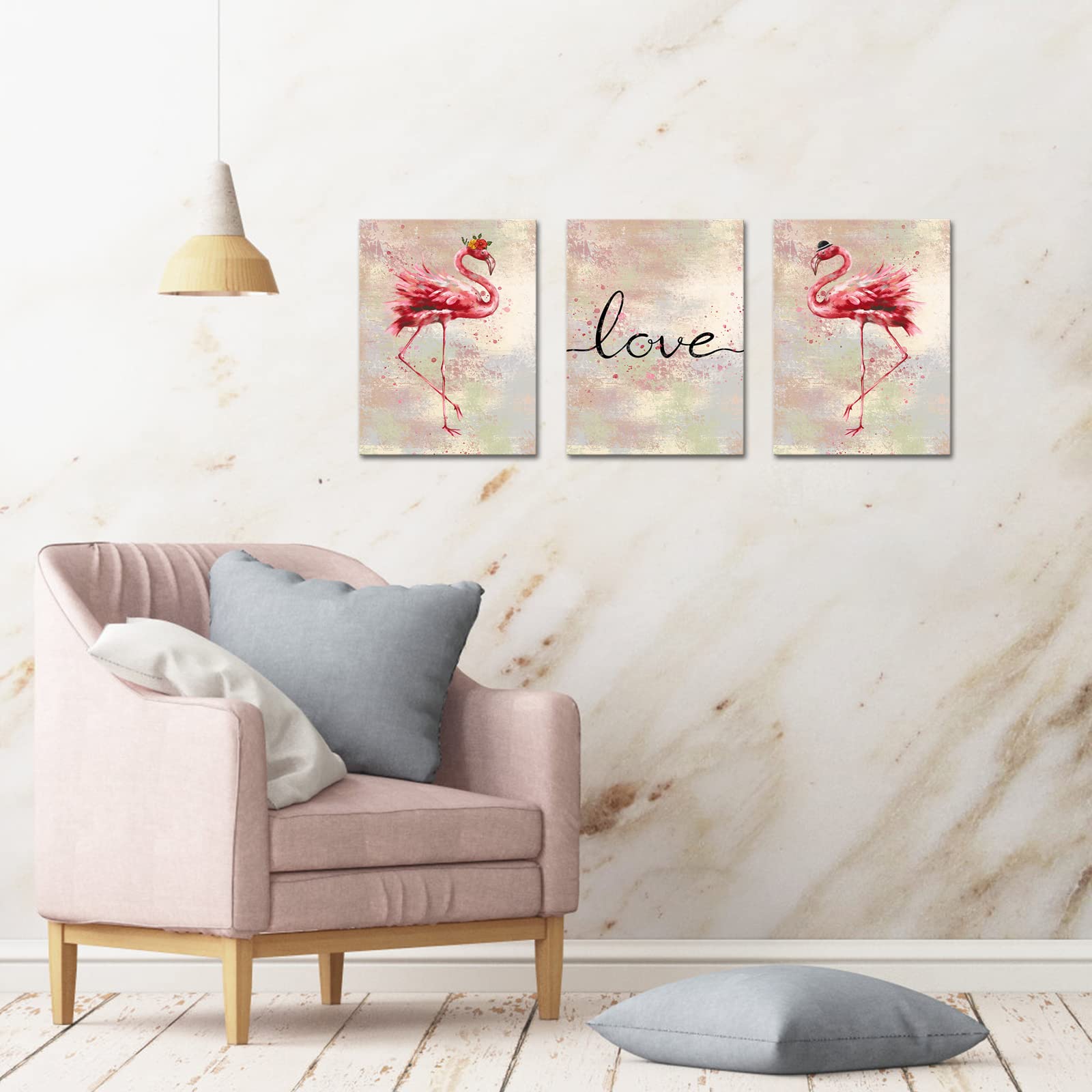 Conipit Flamingo Canvas Wall Art For Living Room Pink Wall Prints Love Artwork For Wall Romantic Flamingo Painting Wall Decor Fr