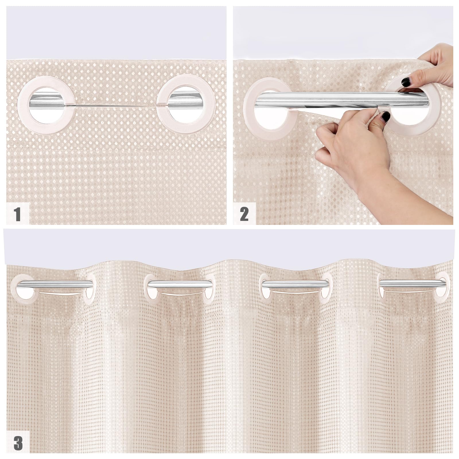 Mitovilla Pink Waffle Small Stall Shower Curtain 36 X 74, No Hooks Required Half Size Narrow Fabric Cloth Shower Curtain Set Wit