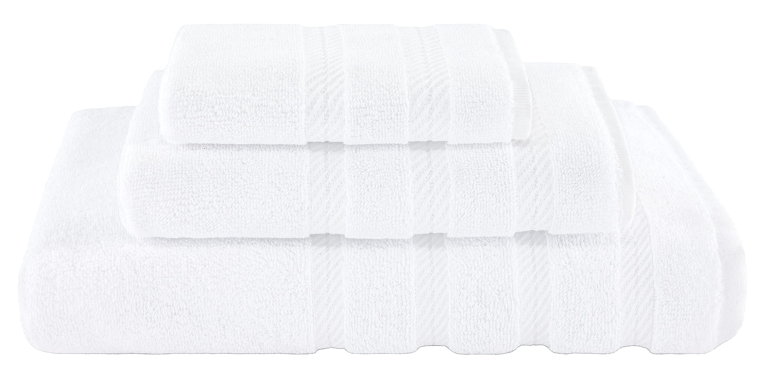American Soft Linen Luxury 3 Piece Towel Sets  1 Bath Towel 1 Hand Towel 1 Washcloth  100% Turkish Cotton Towels for Bathroom  White Towel Set