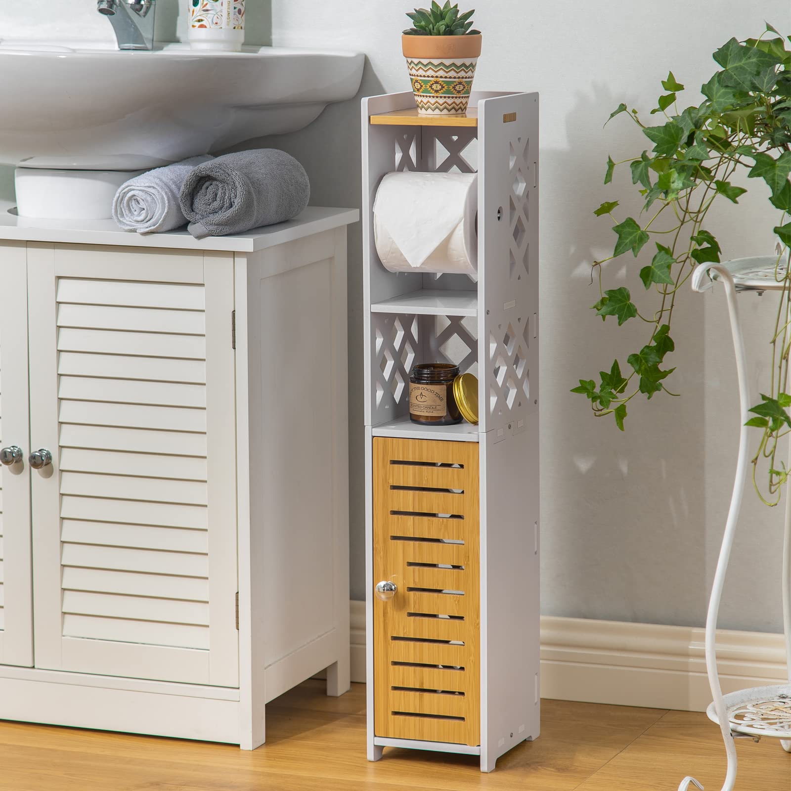 Toilet Paper Holder Stand,Chrome Toilet Paper Holder Behind Toilet Storage For Restroom Cabinet,Bathroom Stand With Toilet Paper