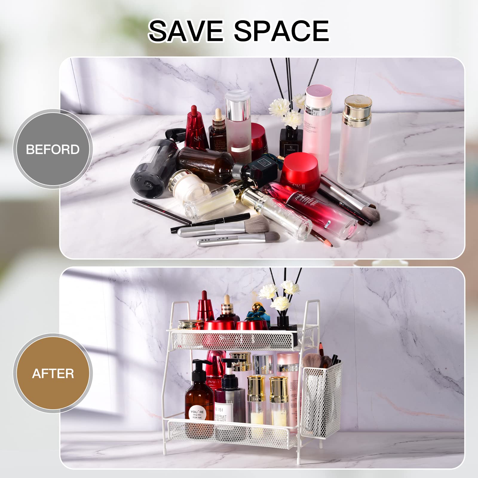 LEMIKKLE Countertop organizer for bathroom counter, bathroom organizers and storage, spice rack organizer for kitchen counter sh