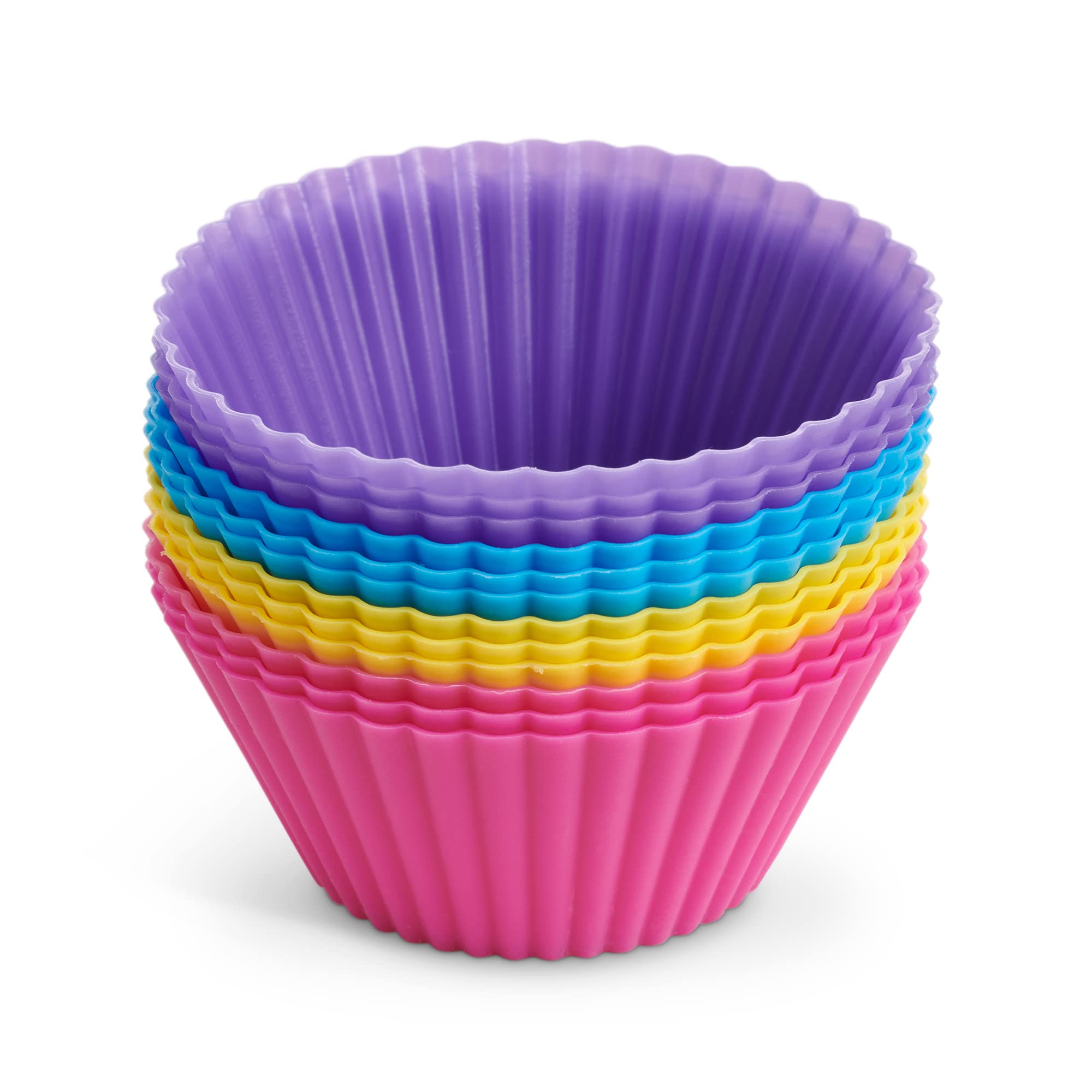 Mrs. Anderson's Baking Rainbow Silicone Muffin Cups, Set of 12, European-Grade, Brown