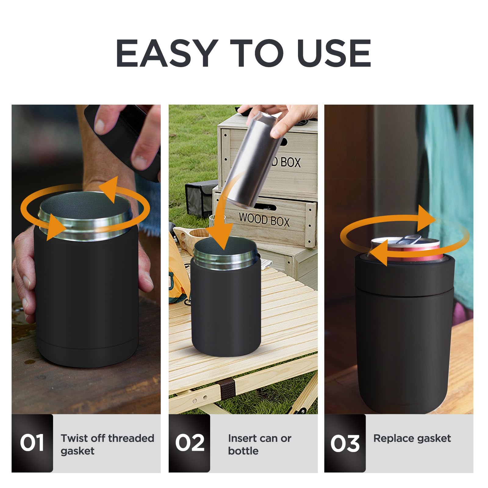 Tahoe Trails Stainless Steel 12Oz Vacuum Insulated Can And Bottle Cooler| Double Wall Can Cooler For Cans And Bottles | Copper P