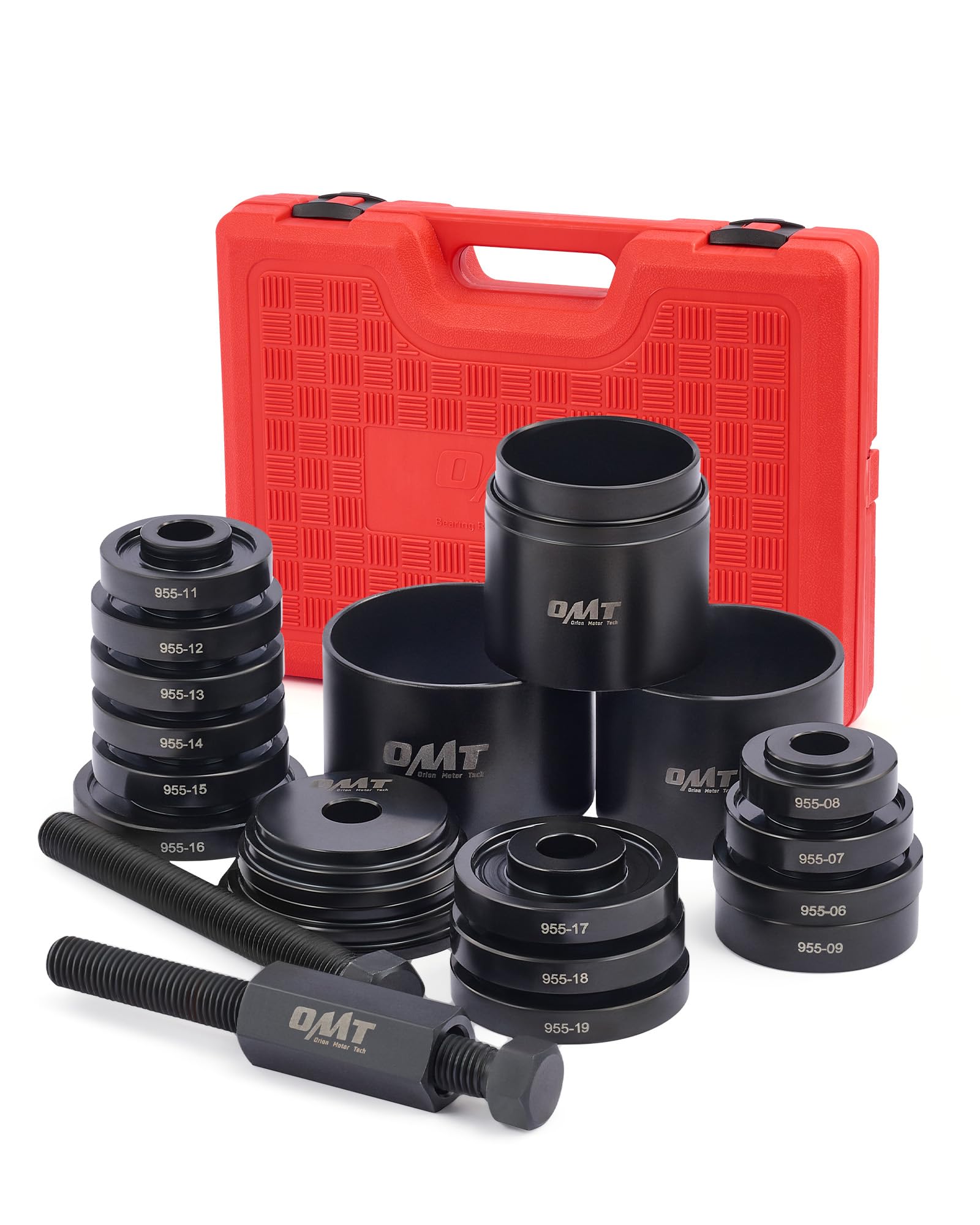 Orion Motor Tech 24pc Wheel Bearing Press Kit - Steel Tool Set for Front Wheel Drive, Red/Black, Model FBA_701