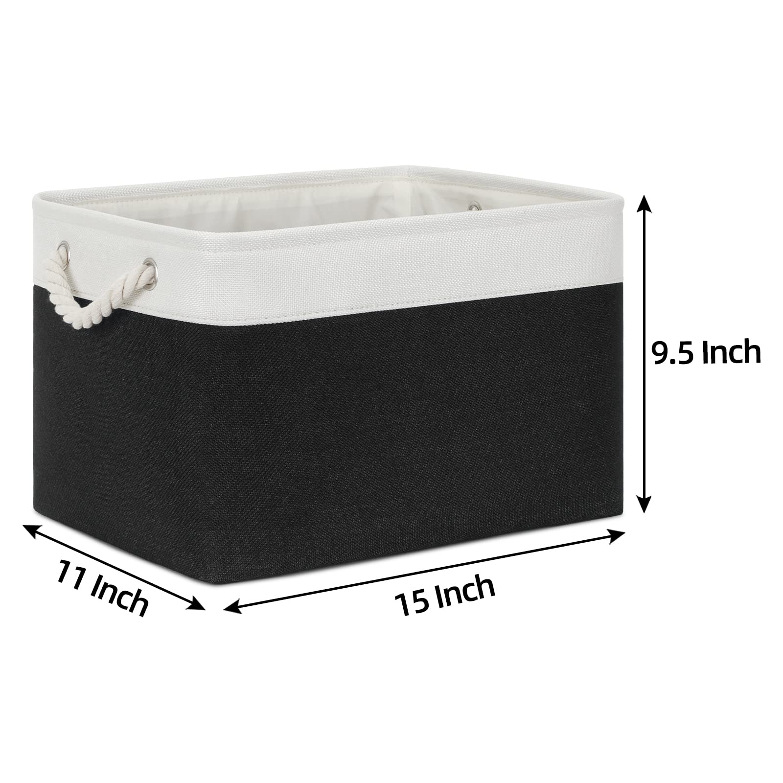 Bidtakay Black Storage Baskets For Shelves [3-Pack] Collapsible Organizer Baskets For Laundry Storage 15 X 11 X 9.5 Inches Dog T