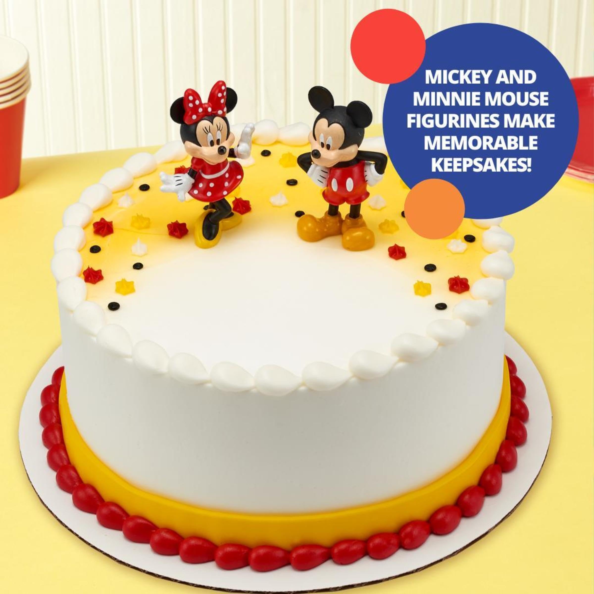 DecoSet Disney Mickey Mouse and Minnie Mouse Cake Topper  2-Piece Topper Set  Durable Food-Safe Plastic