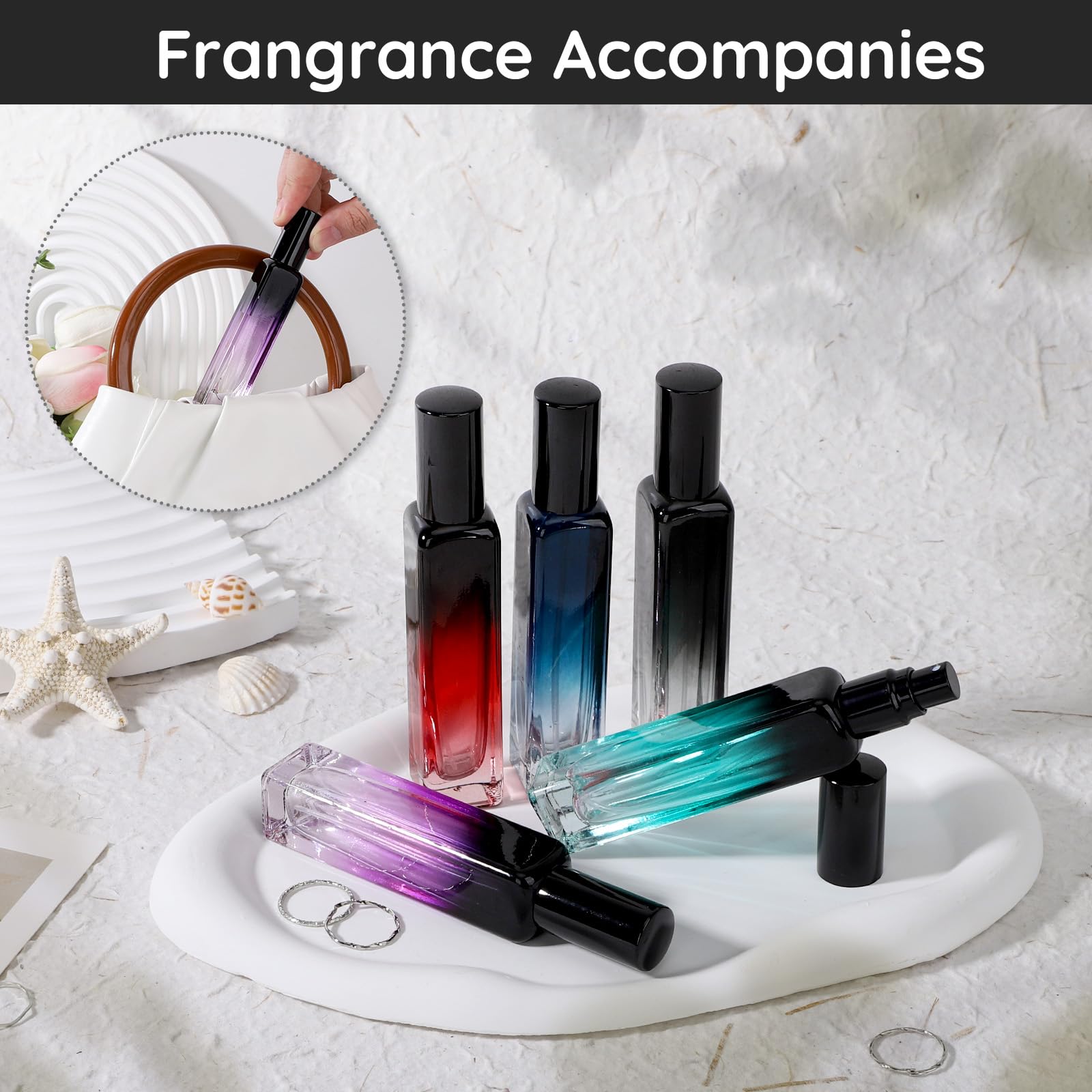 Segbeauty 15Ml Empty Glass Cosmetic Contanier, 0.5Oz Mini Cologne Spray Bottle, 5 Packs Refillable Perfume Atomizer Bottles Fine