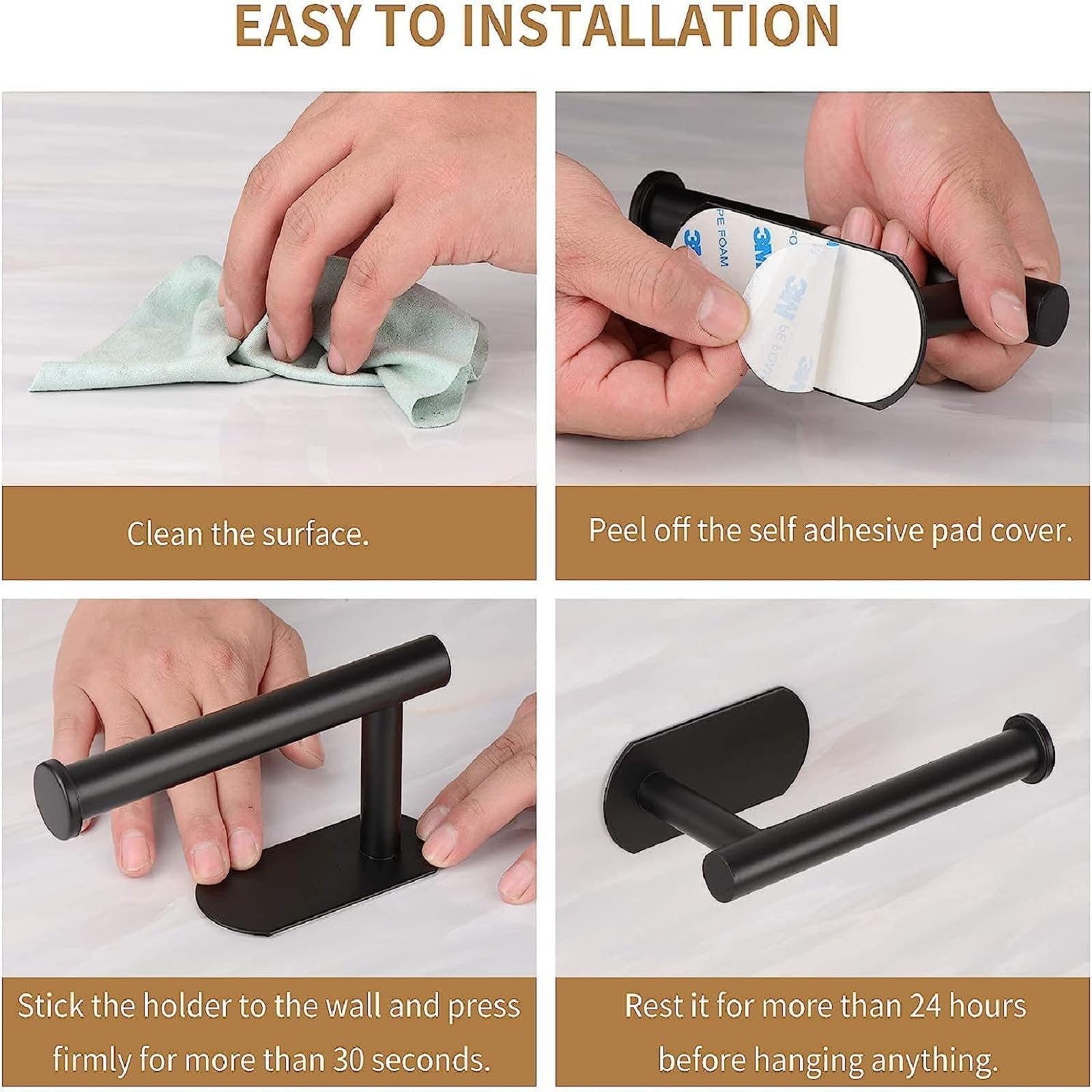 Adhesive Toilet Paper Holder Stand,Tissue Holder For Bathroom,Toilet Paper Holders Black,Stainless Steel Toilet Roll Holder, Wal