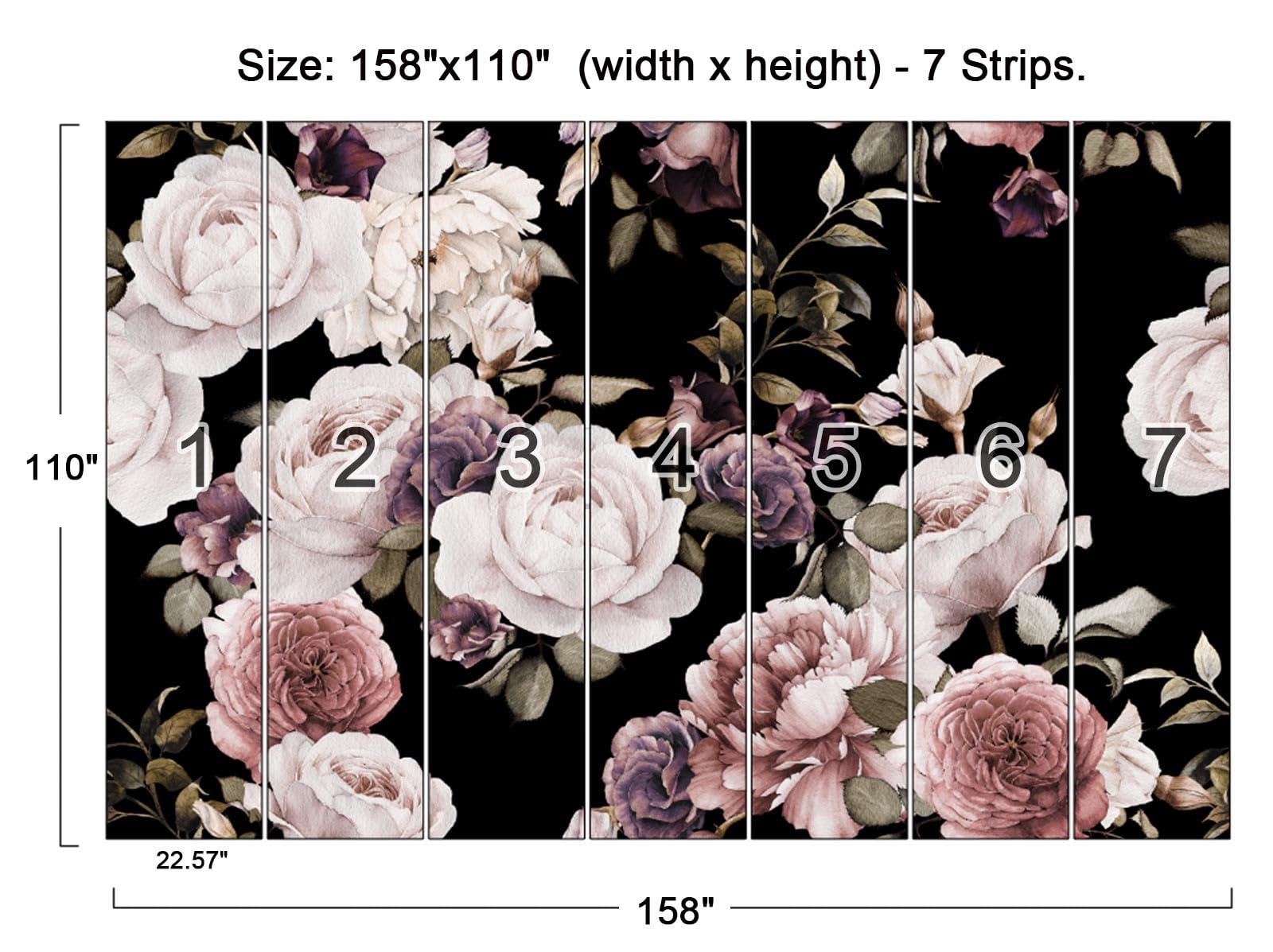Cliouar-Peony Flowers Wall Mural Wallpaper For Bedroom Living Room Purple Flower Wallpaper Rose Mural Wallpaper 158'' X 110''(No