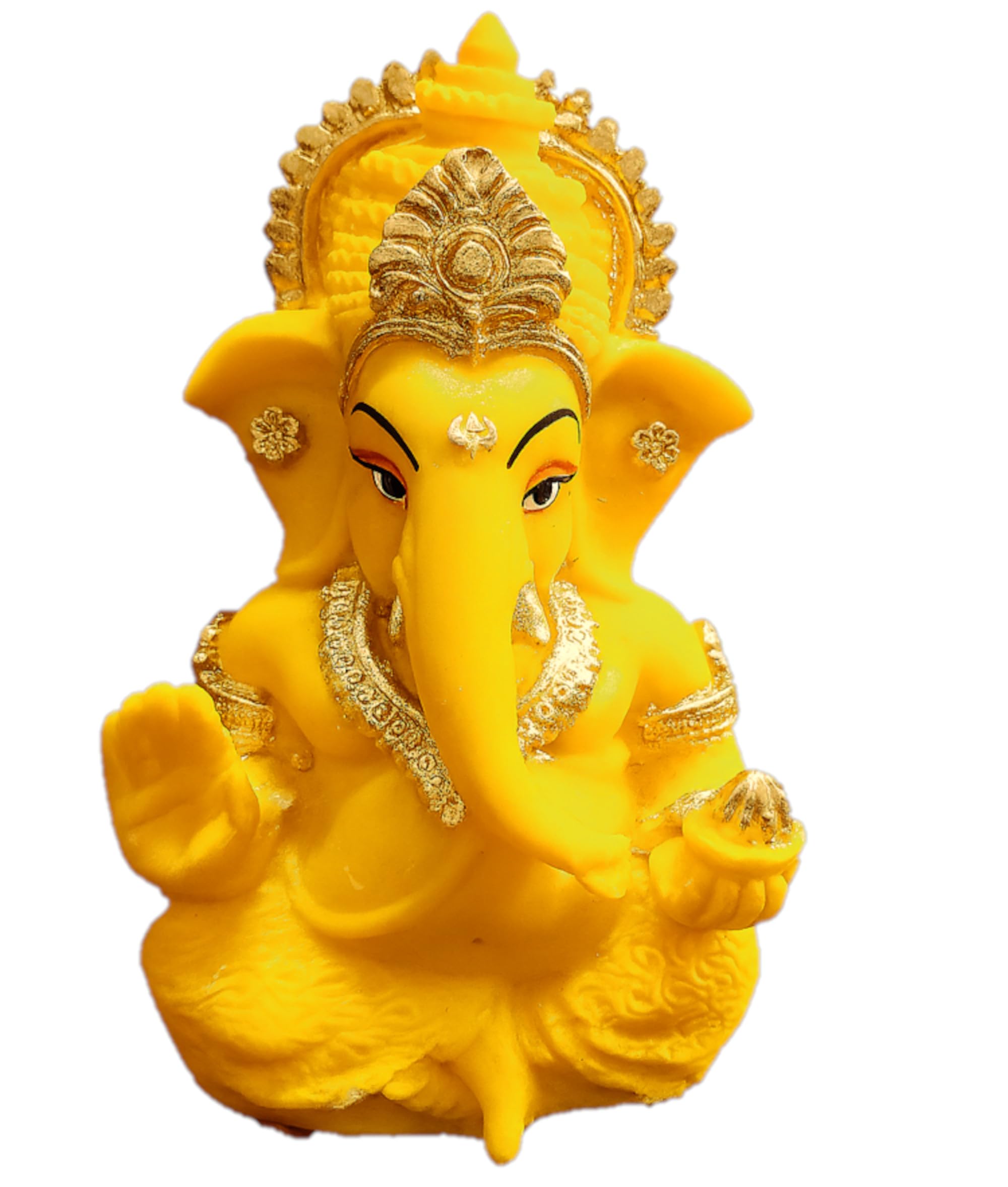 My Creative Hut Ganpati Idol Home Decor Item Ganesh Murti Statue For Gift, Puja Ghar, Gifting, Office, Car Dashboard (Yellow)