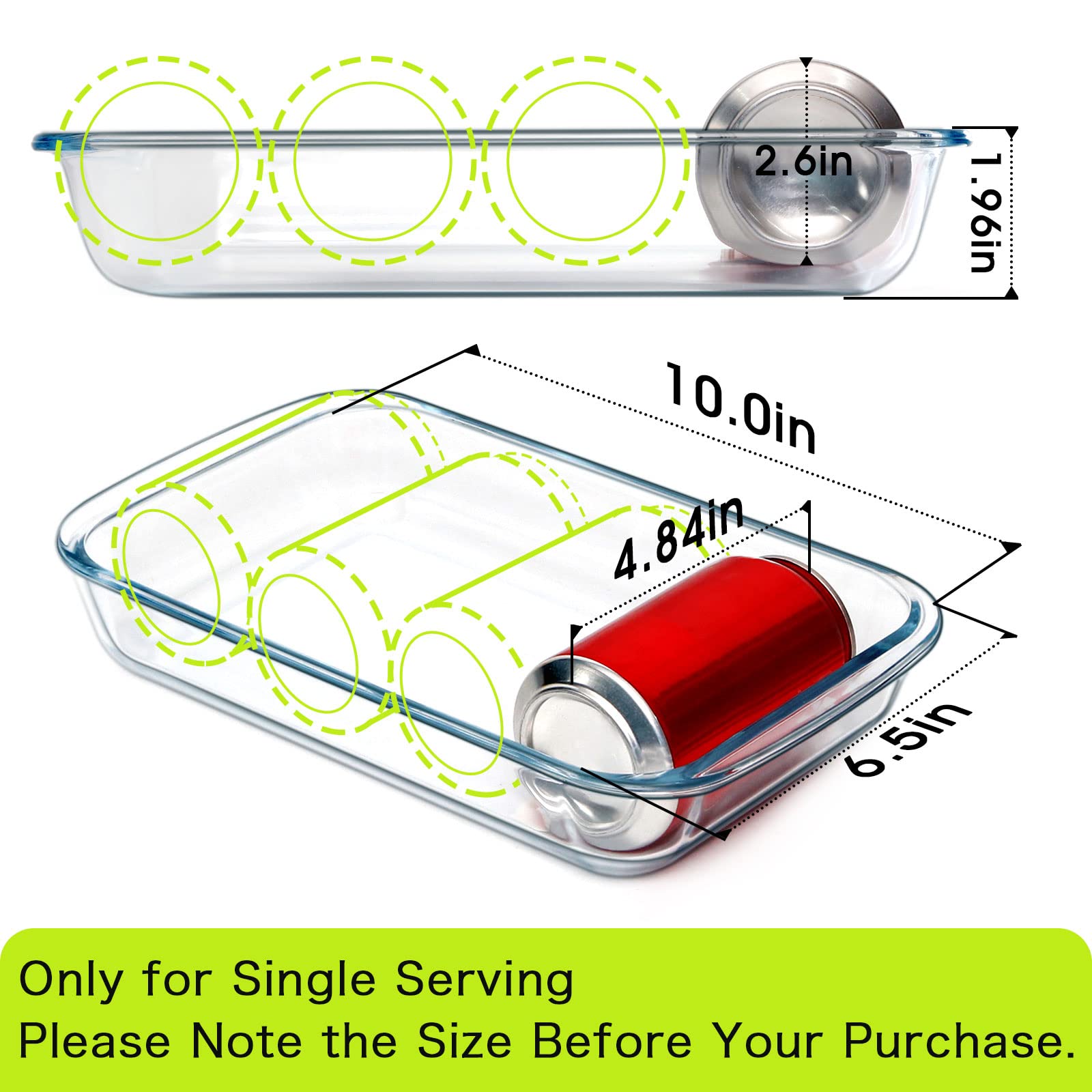 NUTRIUPS Mini 1.5 QT Glass Baking Dish - Clear Tempered Glass Casserole Pan for Oven, Rectangular Bakeware (6.5in x 10in)