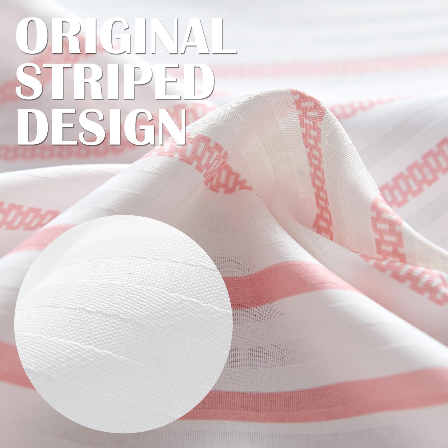 Jinchan Pink And White Shower Curtain Fabric Shower Curtain For Bathroom Modern Striped Shower Curtain Waterproof In Bath 70X72