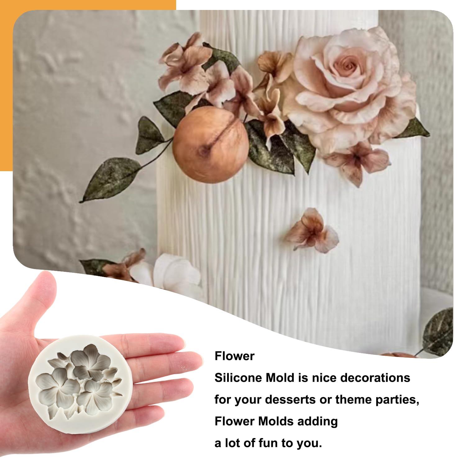 Sijiangmold Flower Fondant Molds Gardenia Plumeria Rubra Flower Silicone Mold For Cake Decoration Cupcake Topper Gum Paste Candy