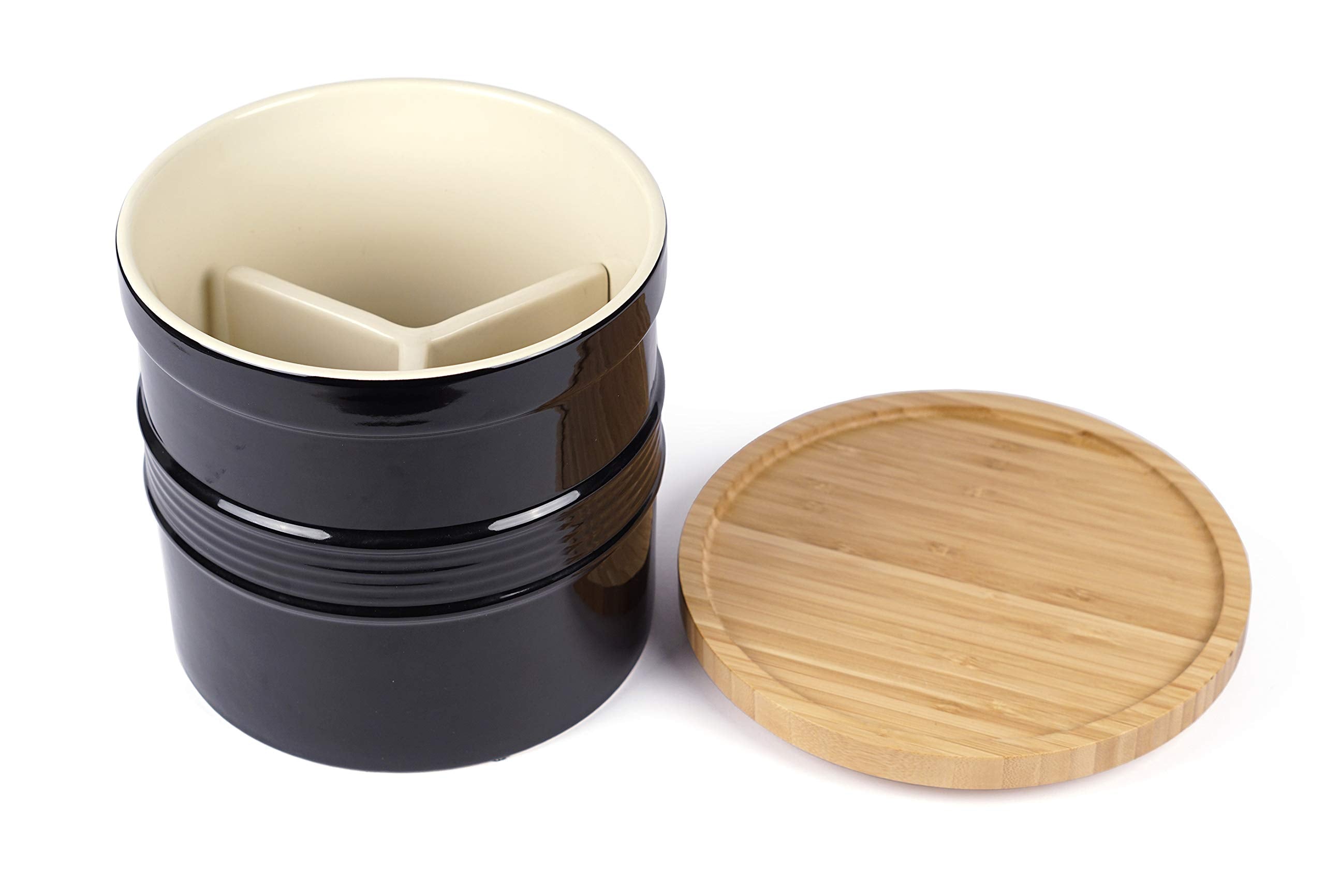 Rsvp Black Oversized Tool Crock And Bamboo Turntable Set