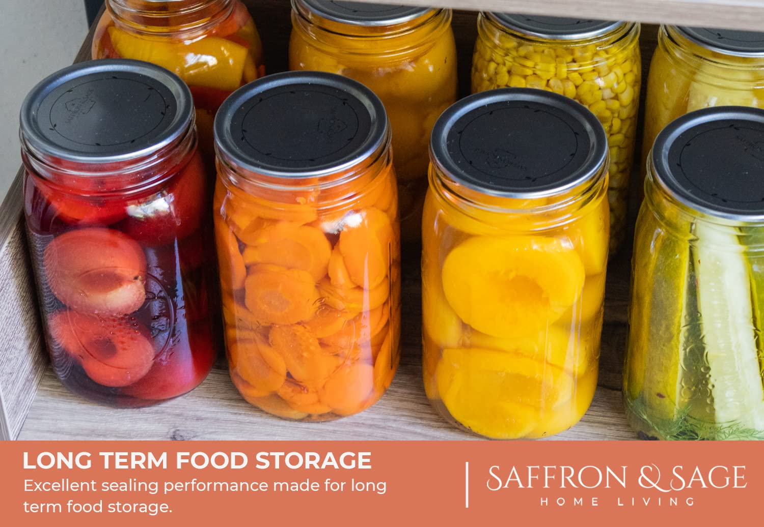 Saffron & Sage Canning Lids Regular Mouth - 120 Count Quality Universal Lids For Ball, Kerr Mason Jars - Good Sealing Performanc
