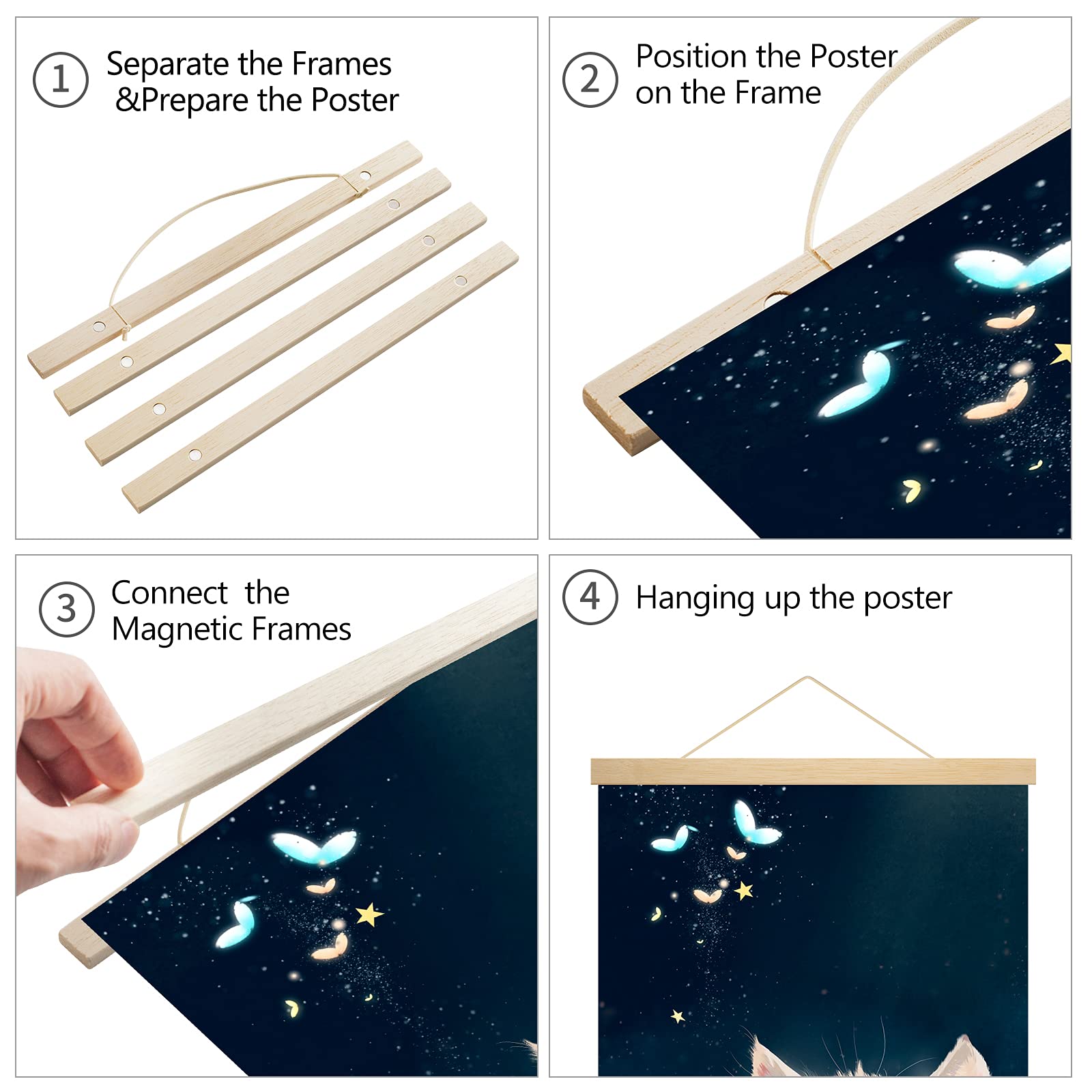 Radezon Magnetic Poster Frame Hanger,Magnet Poster Hanger For Posters, Kids Paintings, Maps And And Canvas Artwork