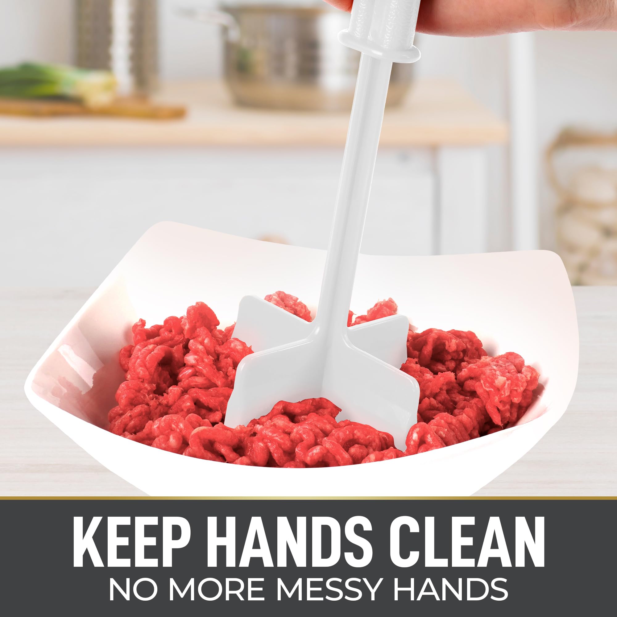 Simple Craft Meat Chopper - Premium Meat Masher  Ground Beef Masher  & Hamburger Chopper Utensil - Perfect For Turkey  Mashed Potato  Baking  Cooking & More (White)