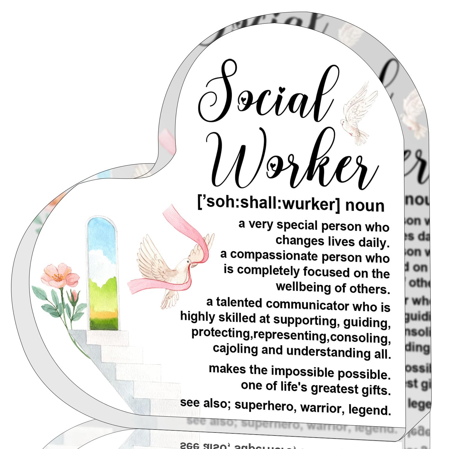 ZsaTuiy Social Worker Gift for Women Men,Inspirational Gifts for Women,Thank You Gifts for Social Worker,Heart Shaped Acrylic De