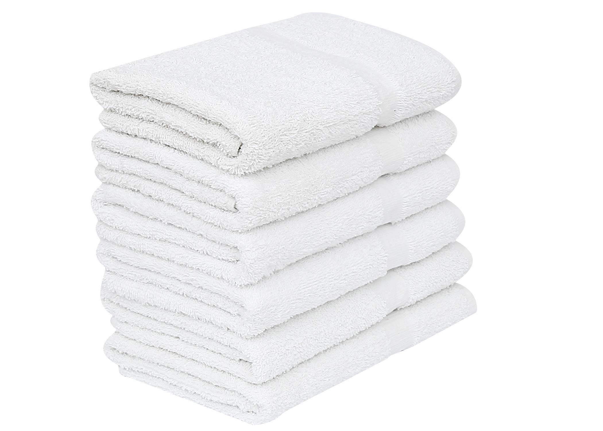 Gold Textiles 6 White Economy Bath Towels Bulk (24X48 Inch) Cotton Blend For Softness-Commercial Grade Easy Care