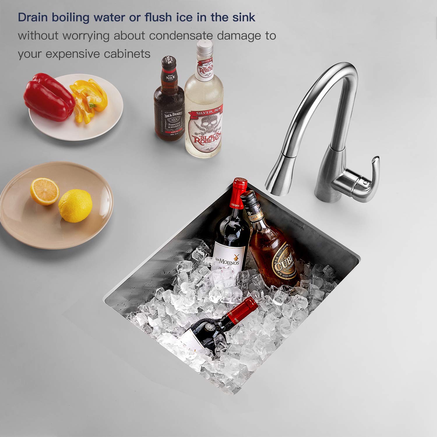 Bar Sink  TORVA 13 x 15 Inch Undermount Kitchen Sink  16 Gauge Stainless Steel Bar or Prep Sinks Single Bowl