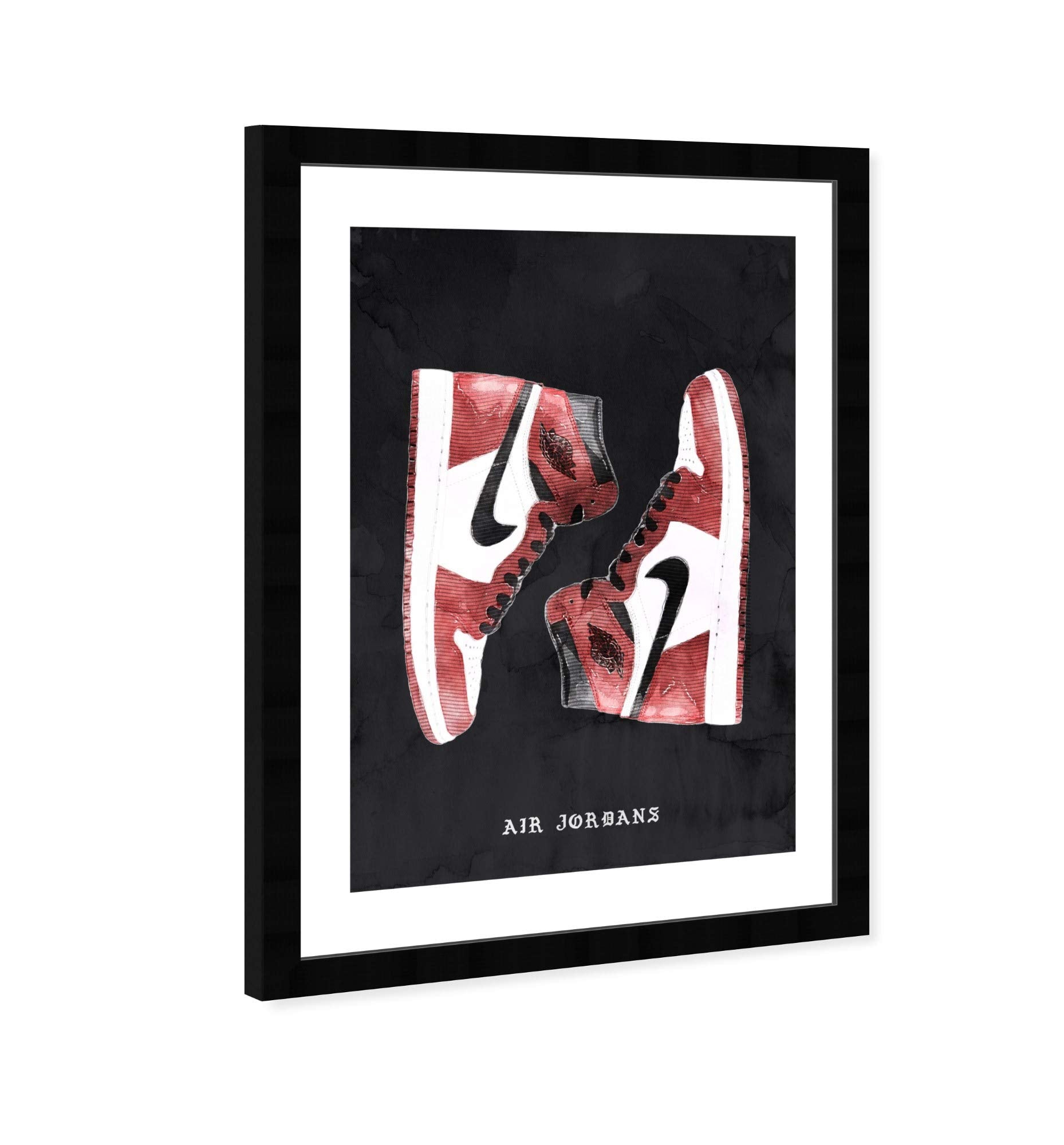Wynwood Studio Red Basketball Sneakers Wall Art Street Style Home D  Cor Framed Poster Print Painting 'Classic Sneakers' In Blac