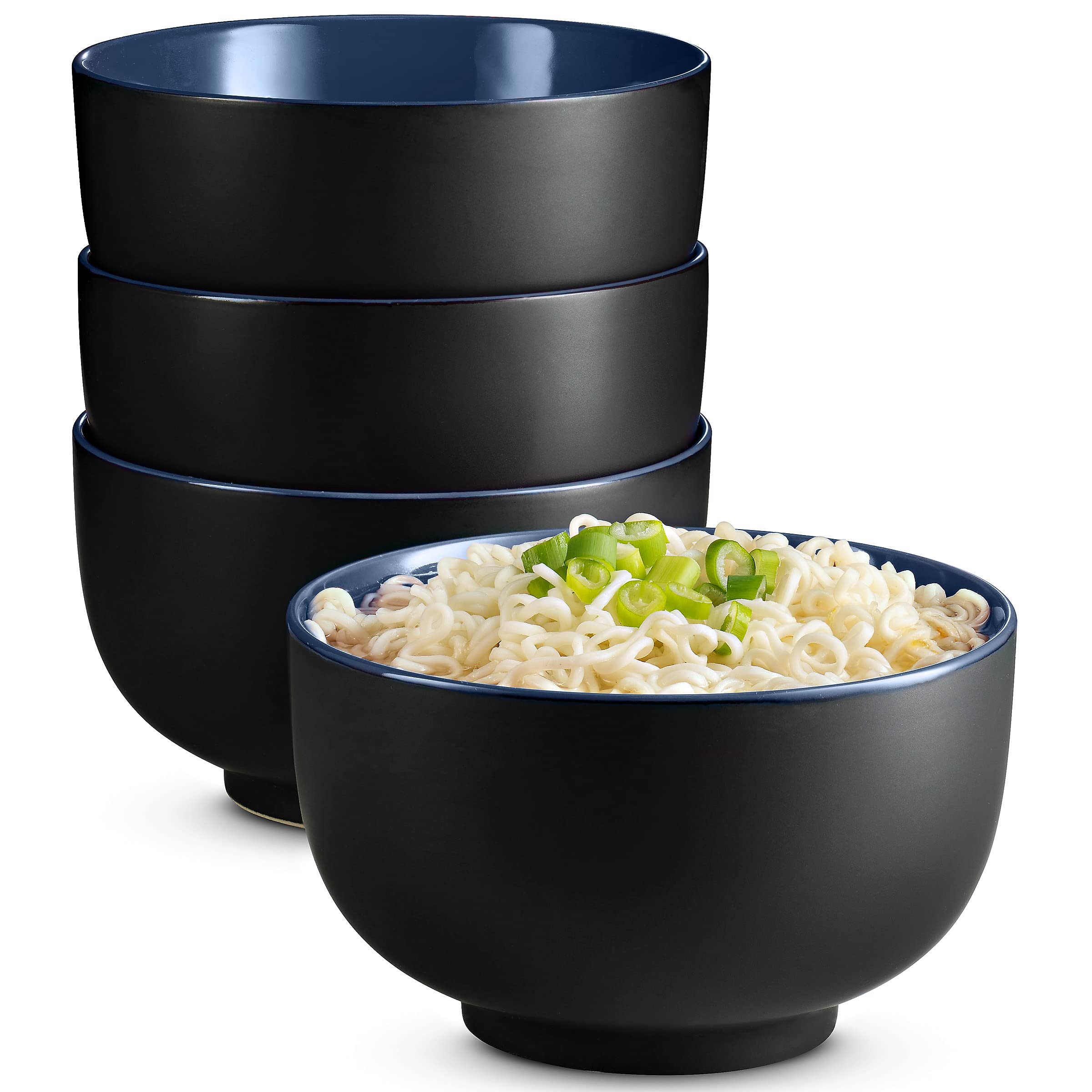 Kook Ceramic Japanese Noodle Bowl Set, Large Capacity, For Ramen, Udon, Soba, Pho And Soup, Microwave And Dishwasher Safe, 34 Oz